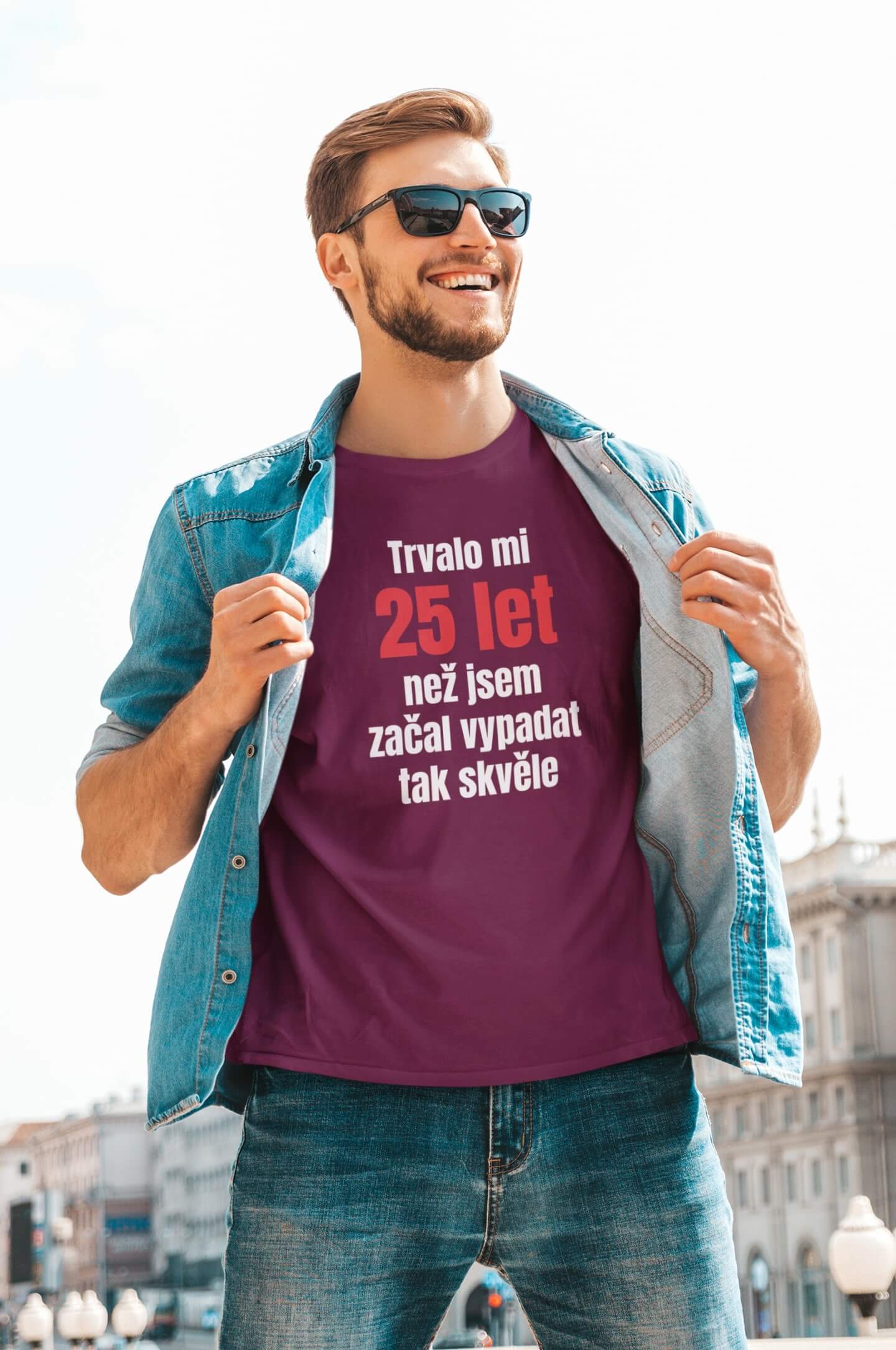 Pánské tričko Trvalo mi 25 let Barva: Fuchsiová