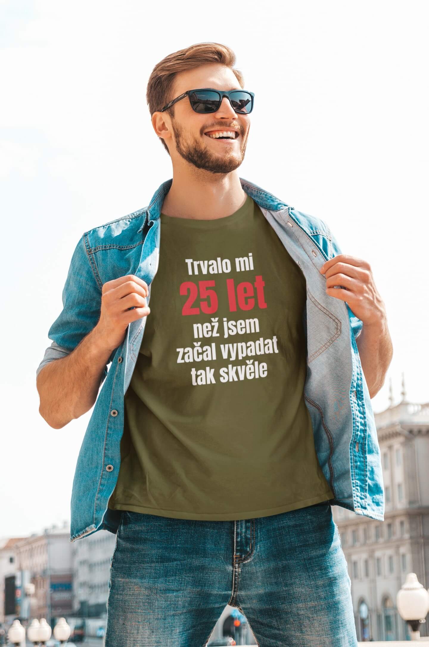 Pánské tričko Trvalo mi 25 let Barva: Khaki