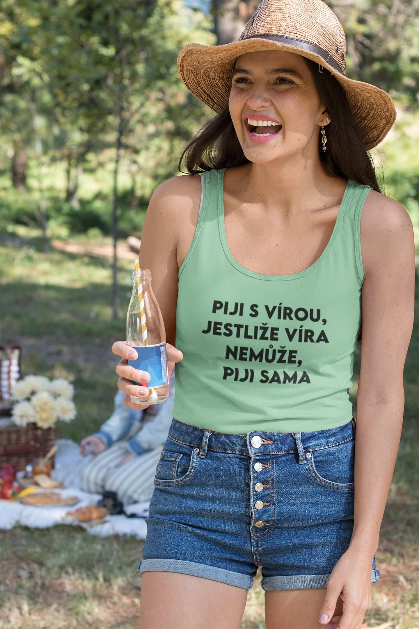 Dámské tílko Piji s Vírou Barva: Mätová, Velikost: XS