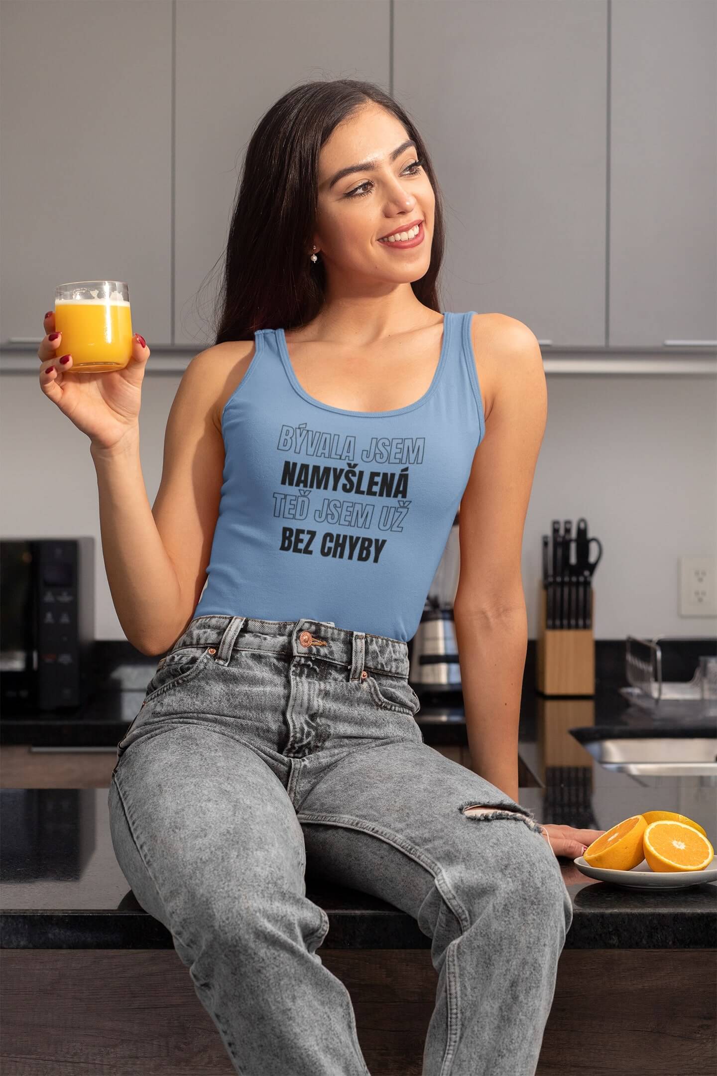 Dámské tílko Jsem bez chyby Barva: Světlemodrá, Velikost: XS
