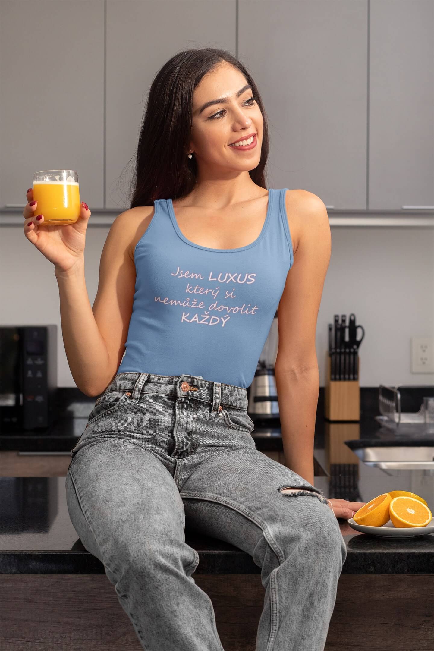 Dámské tílko Jsem luxus Barva: Světlemodrá, Velikost: S
