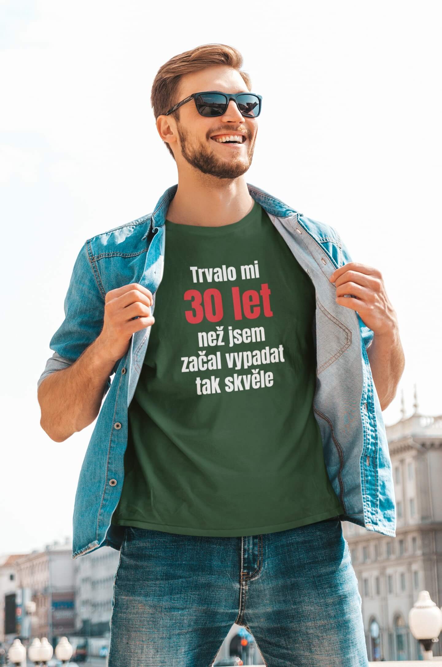 Pánské tričko Trvalo mi 30 let Barva: Láhvově zelená