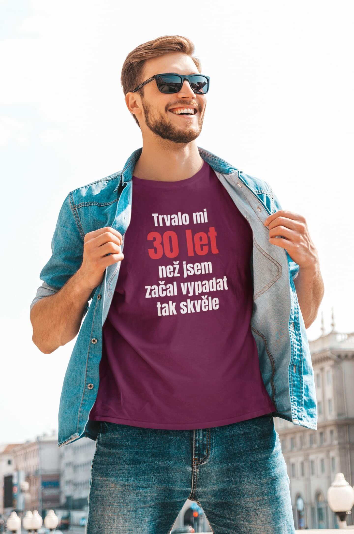 Pánské tričko Trvalo mi 30 let Barva: Fuchsiová, Velikost: M