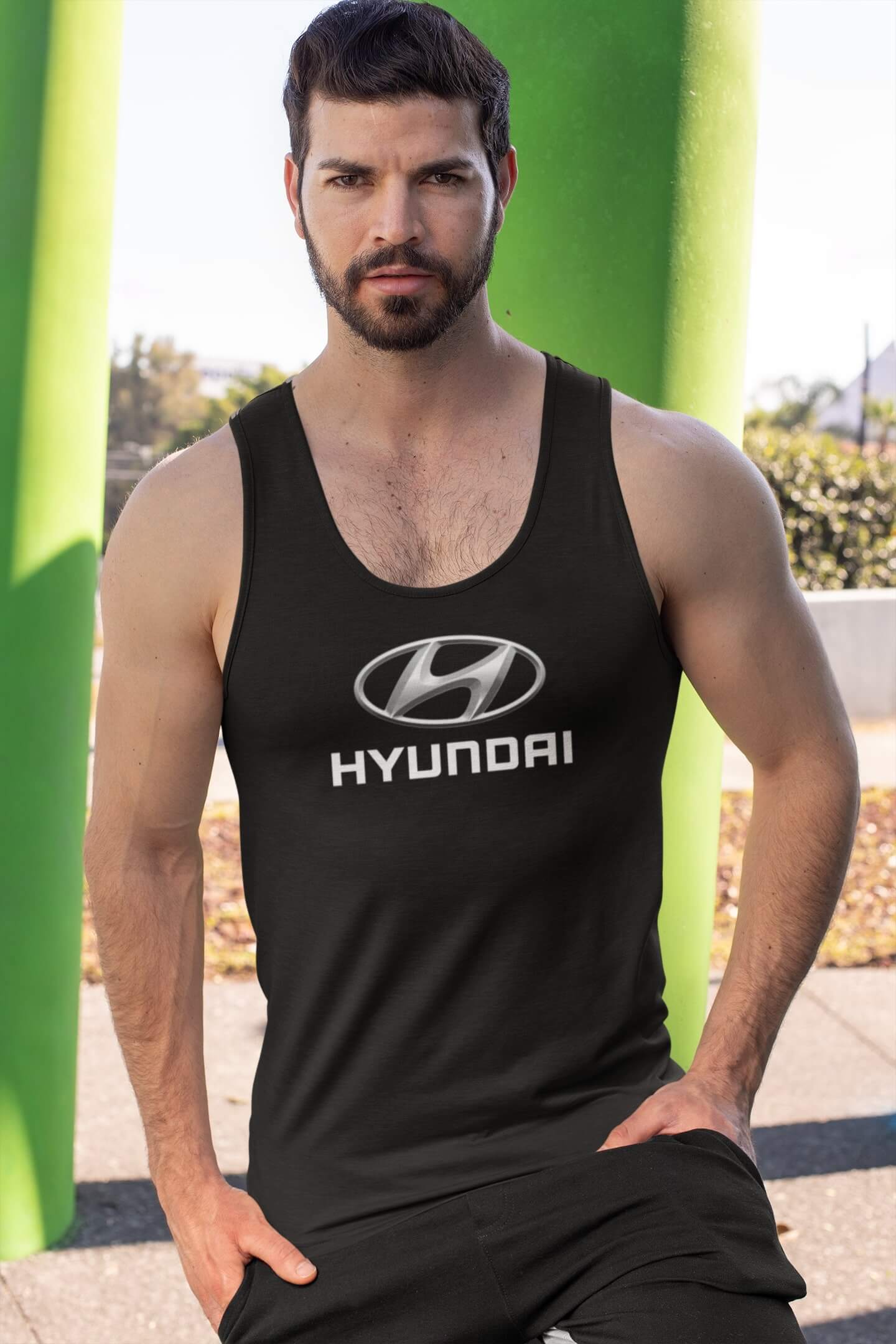 Levně Pánské tílko s logem auta Hyundai Barva: Černá