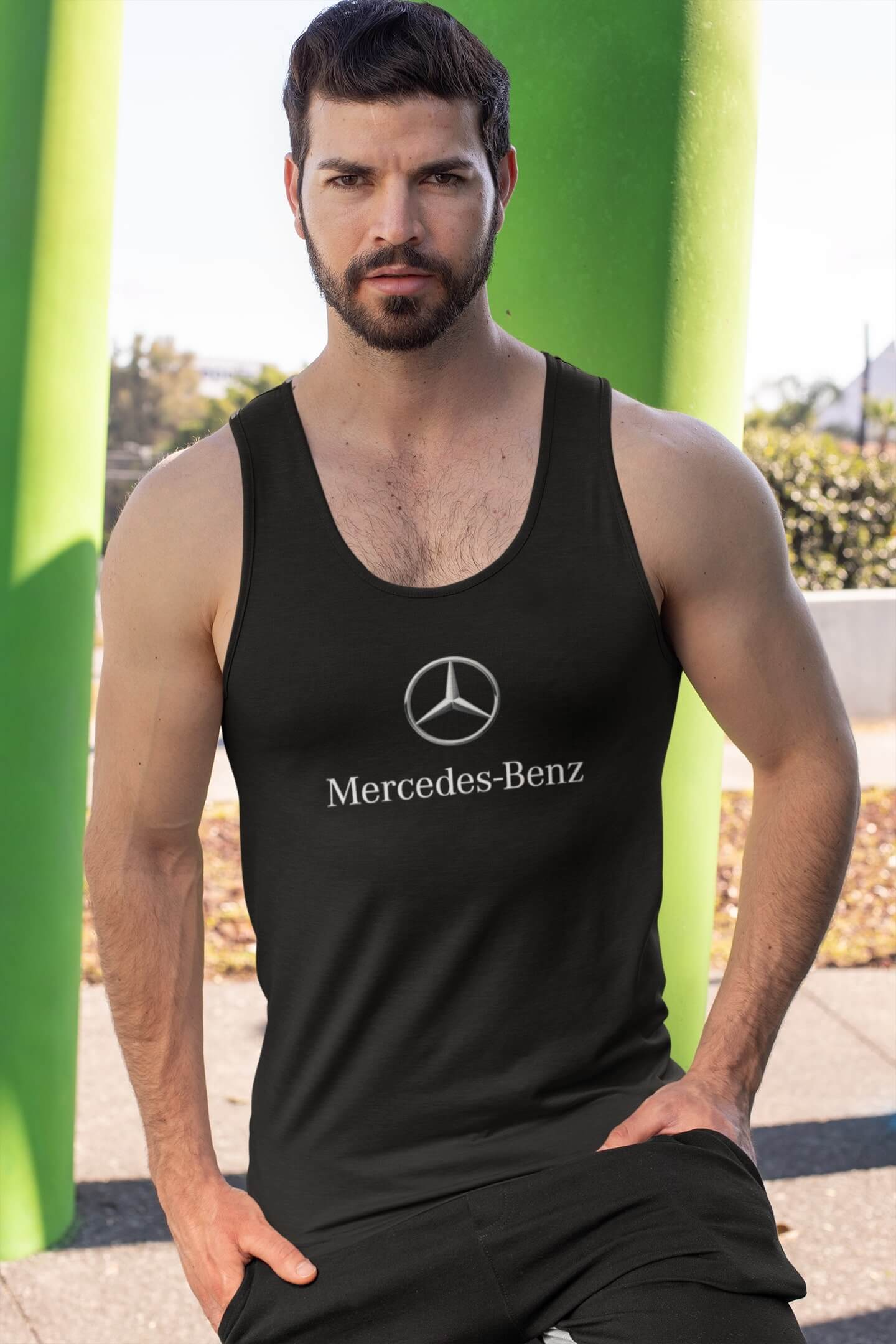Pánské tílko s logem auta Mercedes Benz Barva: Černá, Velikost: L