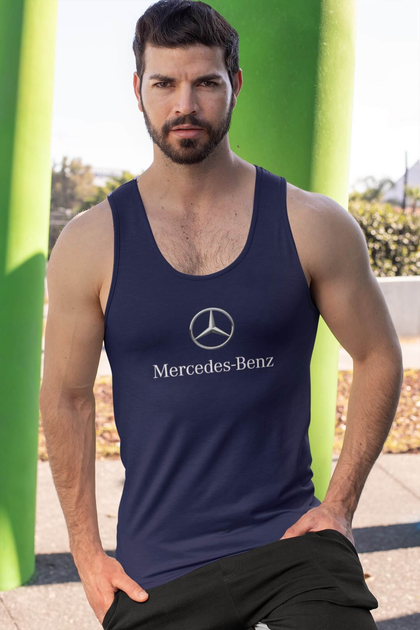 Pánské tílko s logem auta Mercedes Benz Barva: Kráľovská modrá, Velikost: S