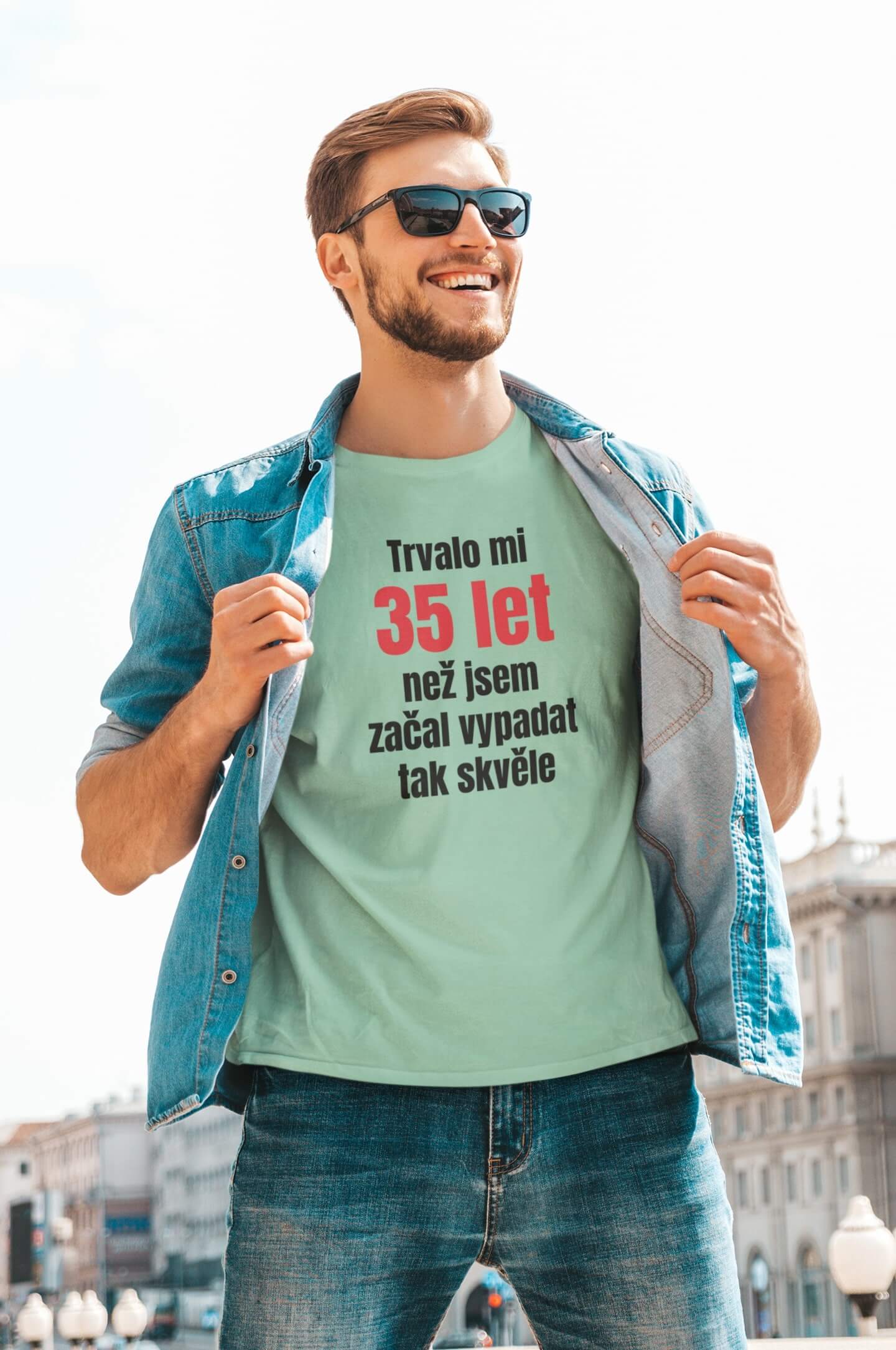 Pánské tričko Trvalo mi 35 let Barva: Mätová, Velikost: S