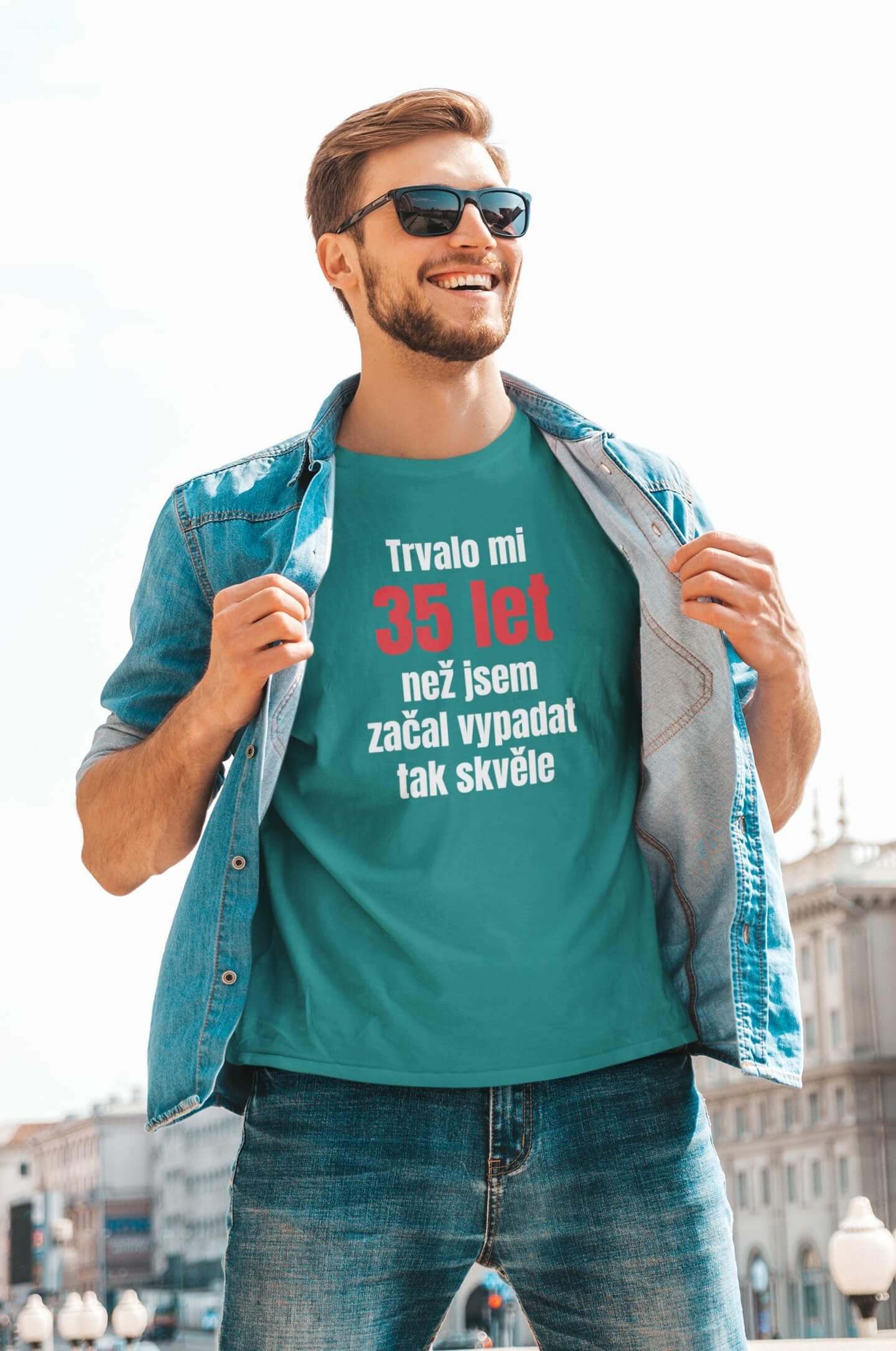 Pánské tričko Trvalo mi 35 let Barva: Smaragdově zelená, Velikost: L