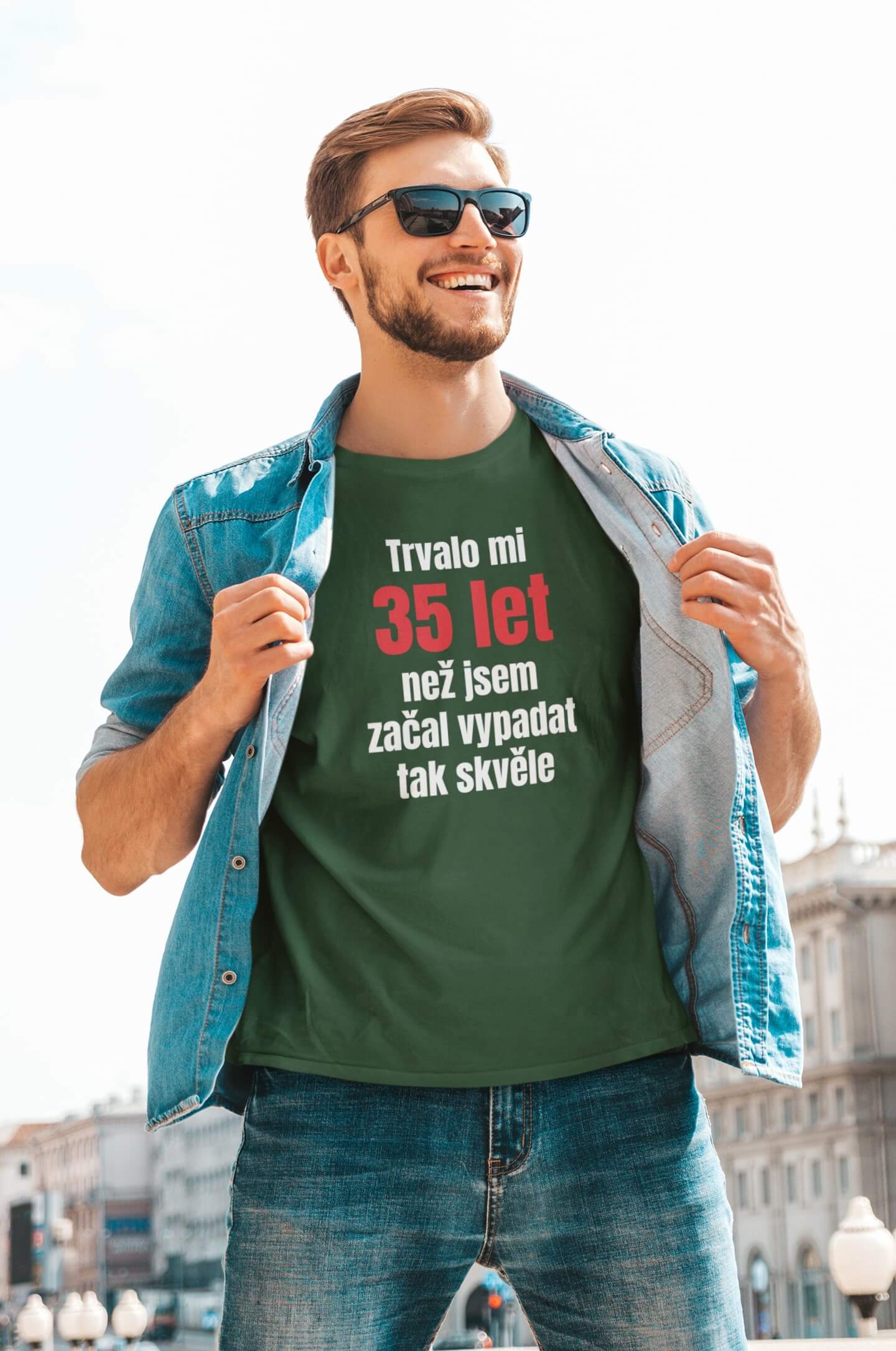 Pánské tričko Trvalo mi 35 let Barva: Láhvově zelená, Velikost: 2XL