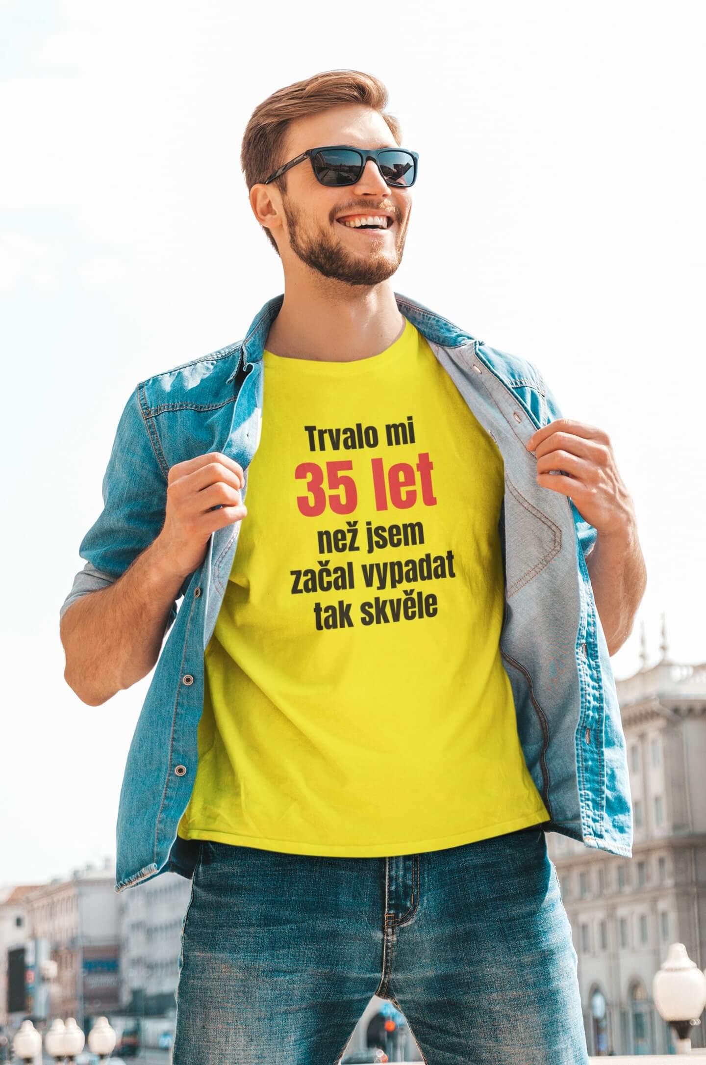 Pánské tričko Trvalo mi 35 let Barva: Citrónová, Velikost: 2XL