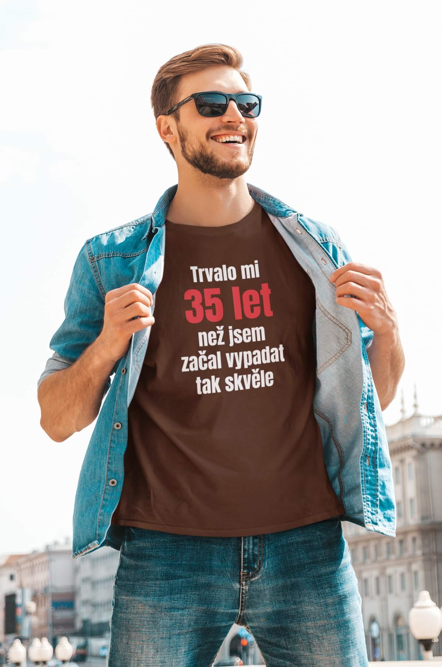 Pánské tričko Trvalo mi 35 let Barva: Čokoládová, Velikost: L