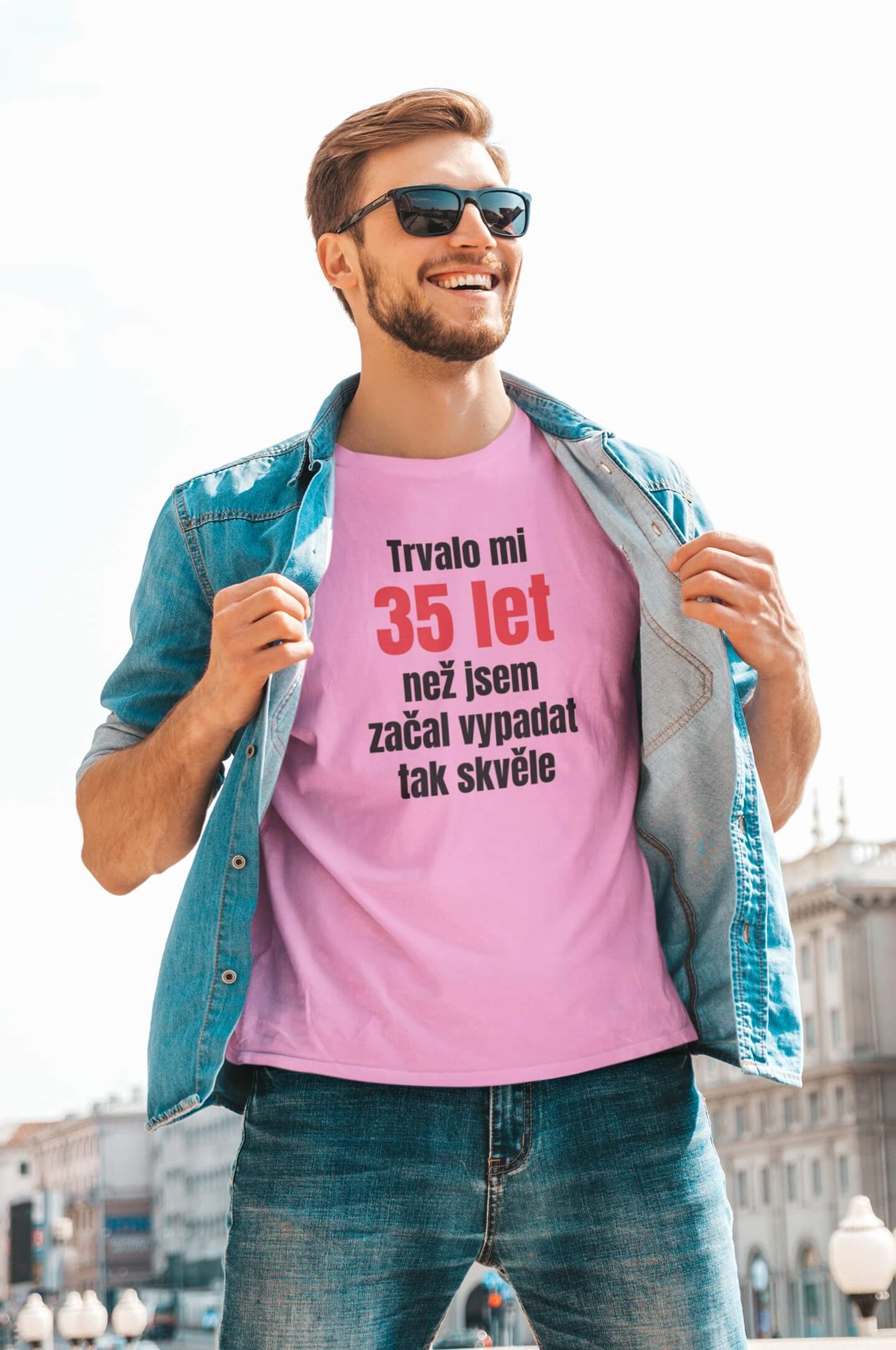 Pánské tričko Trvalo mi 35 let Barva: Ružová, Velikost: 2XL