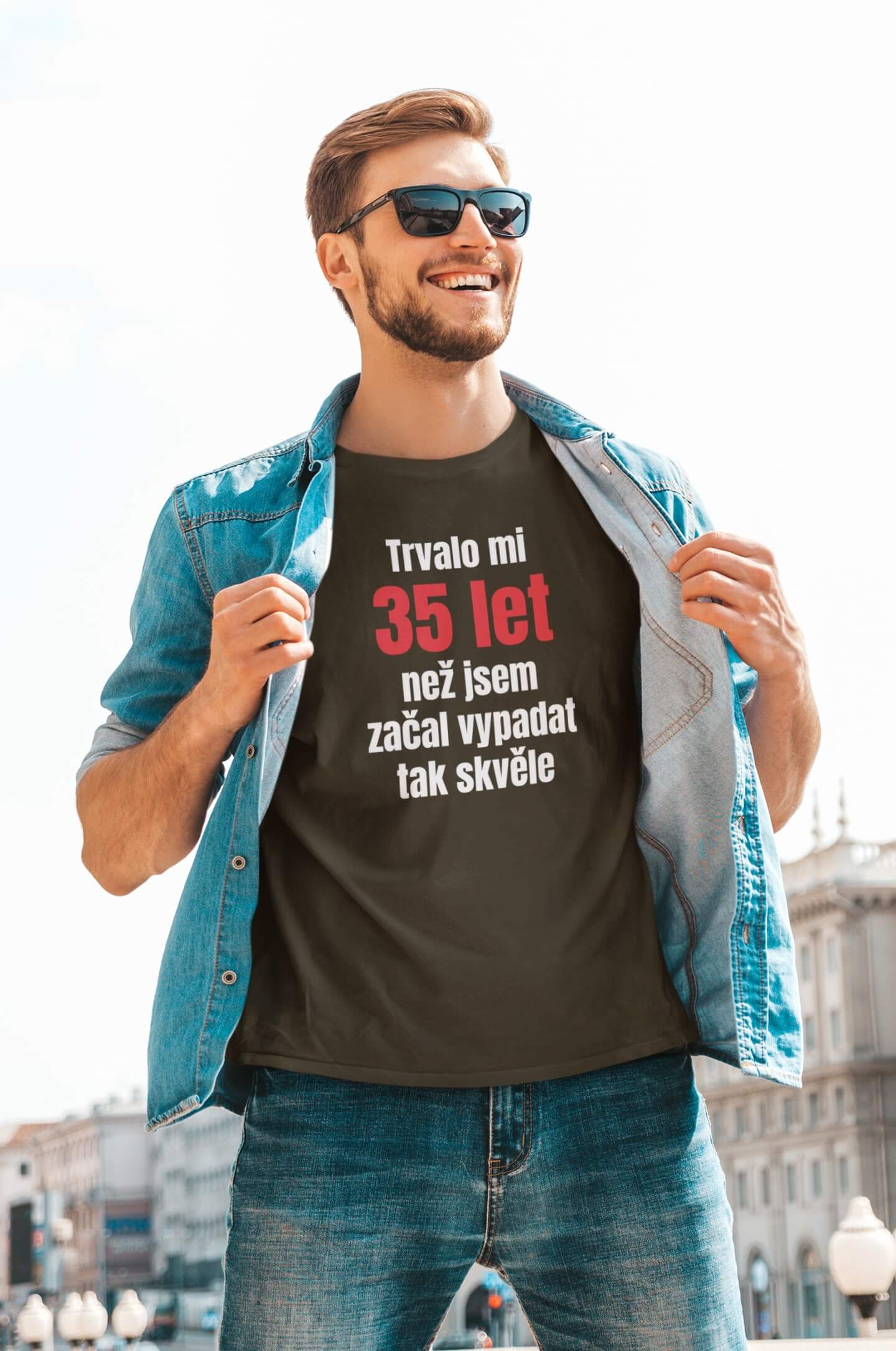 Pánské tričko Trvalo mi 35 let Barva: Military, Velikost: L