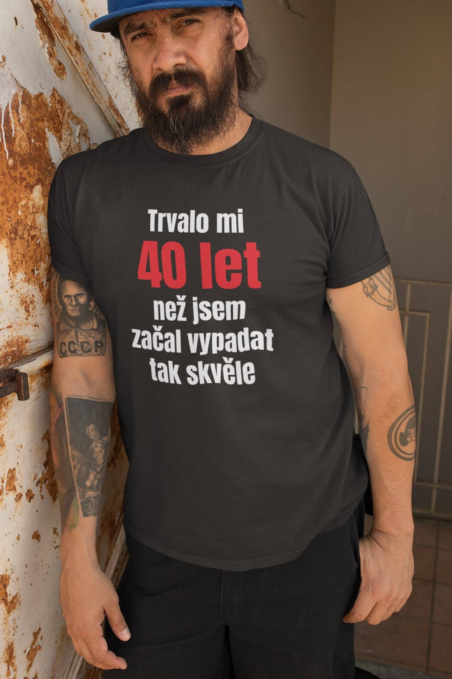 Pánské tričko Trvalo mi 40 let Barva: Ebony grey, Velikost: L