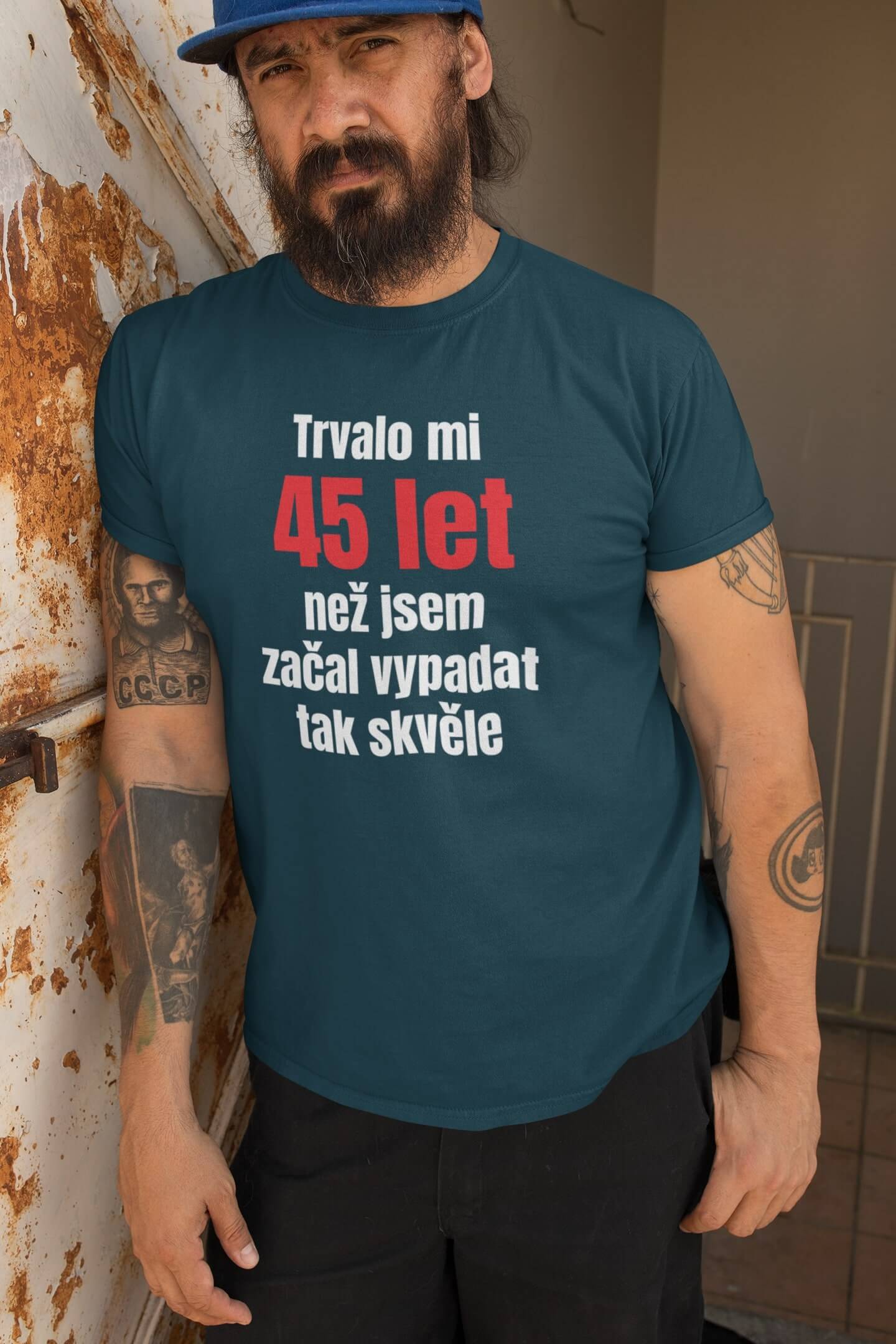 Pánské tričko Trvalo mi 45 let Barva: Petrolejová modrá, Velikost: 2XL