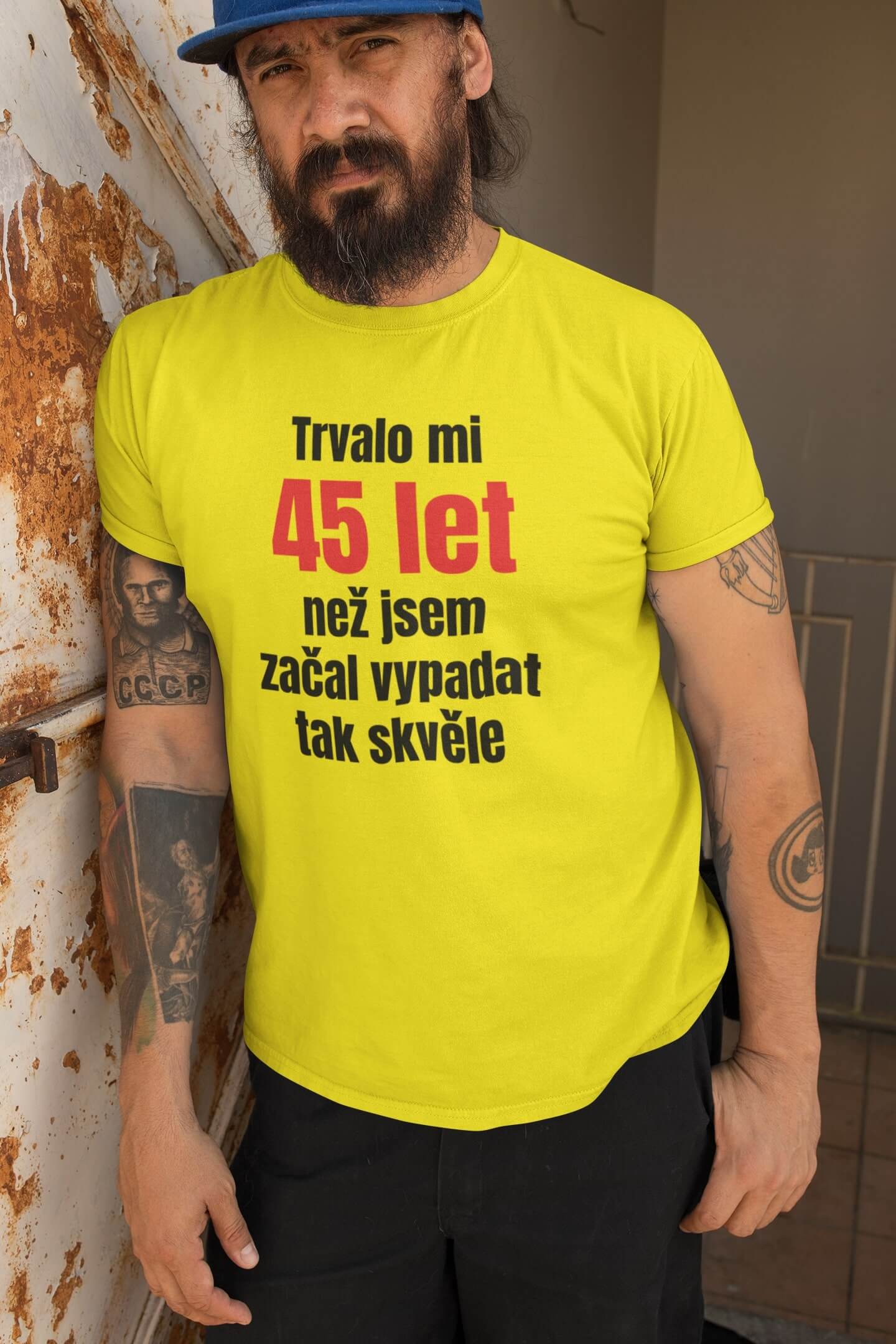 Pánské tričko Trvalo mi 45 let Barva: Citrónová, Velikost: XL
