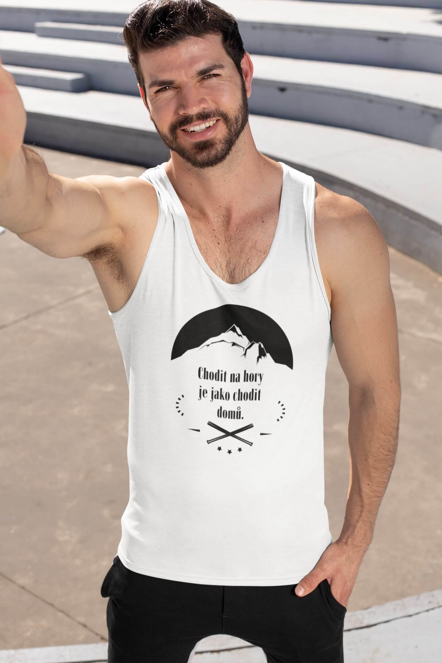 Pánské tílko Chodit na hory Barva: Bíla
