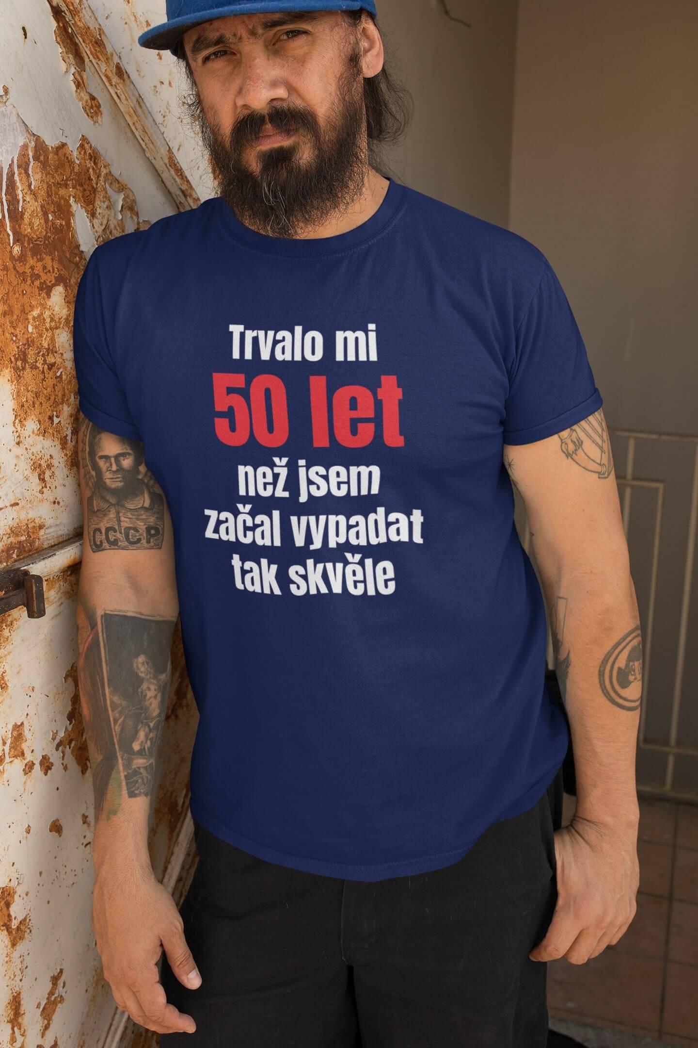 Pánské tričko Trvalo mi 50 let Barva: Půlnoční modrá, Velikost: 4XL