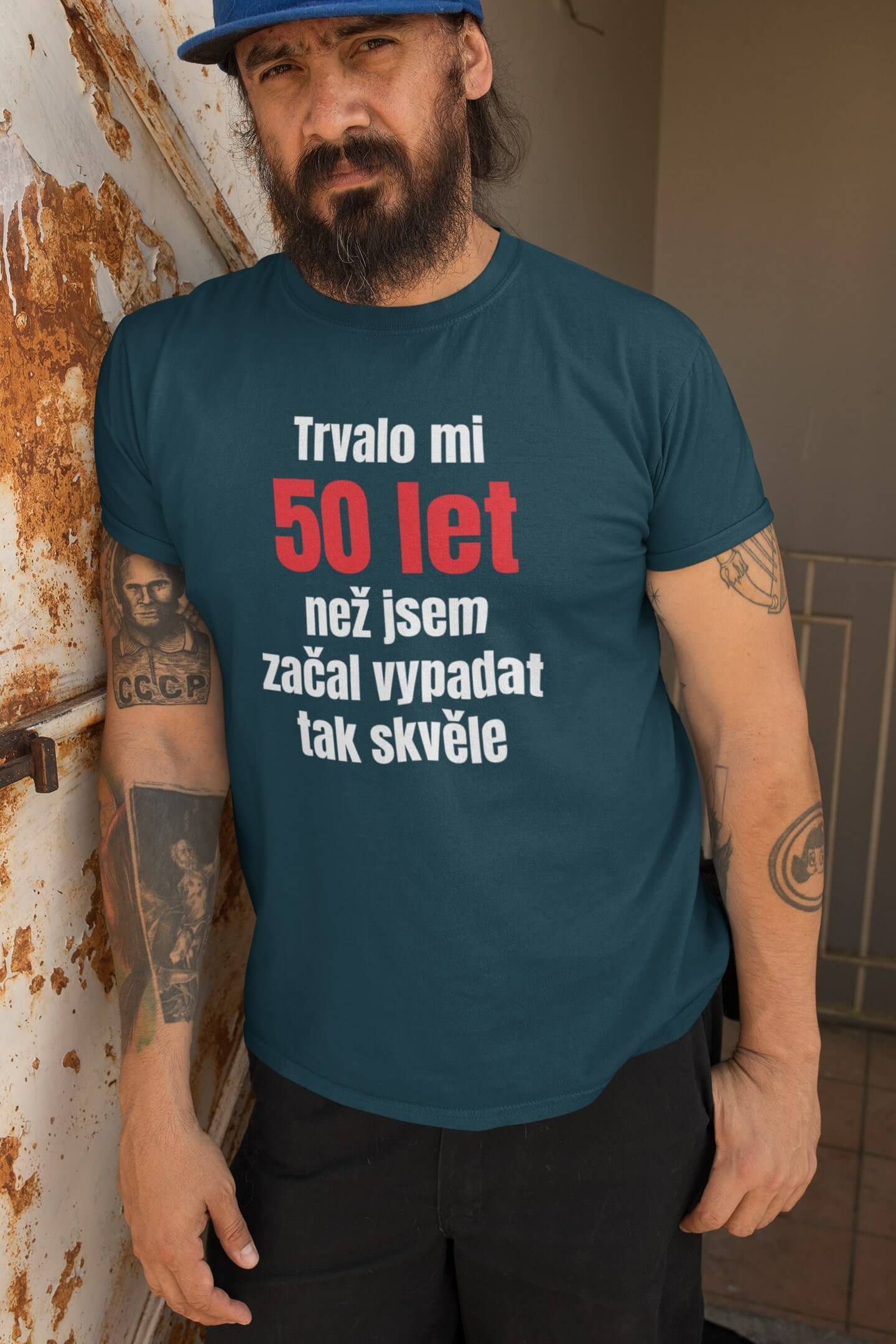Pánské tričko Trvalo mi 50 let Barva: Petrolejová modrá, Velikost: M