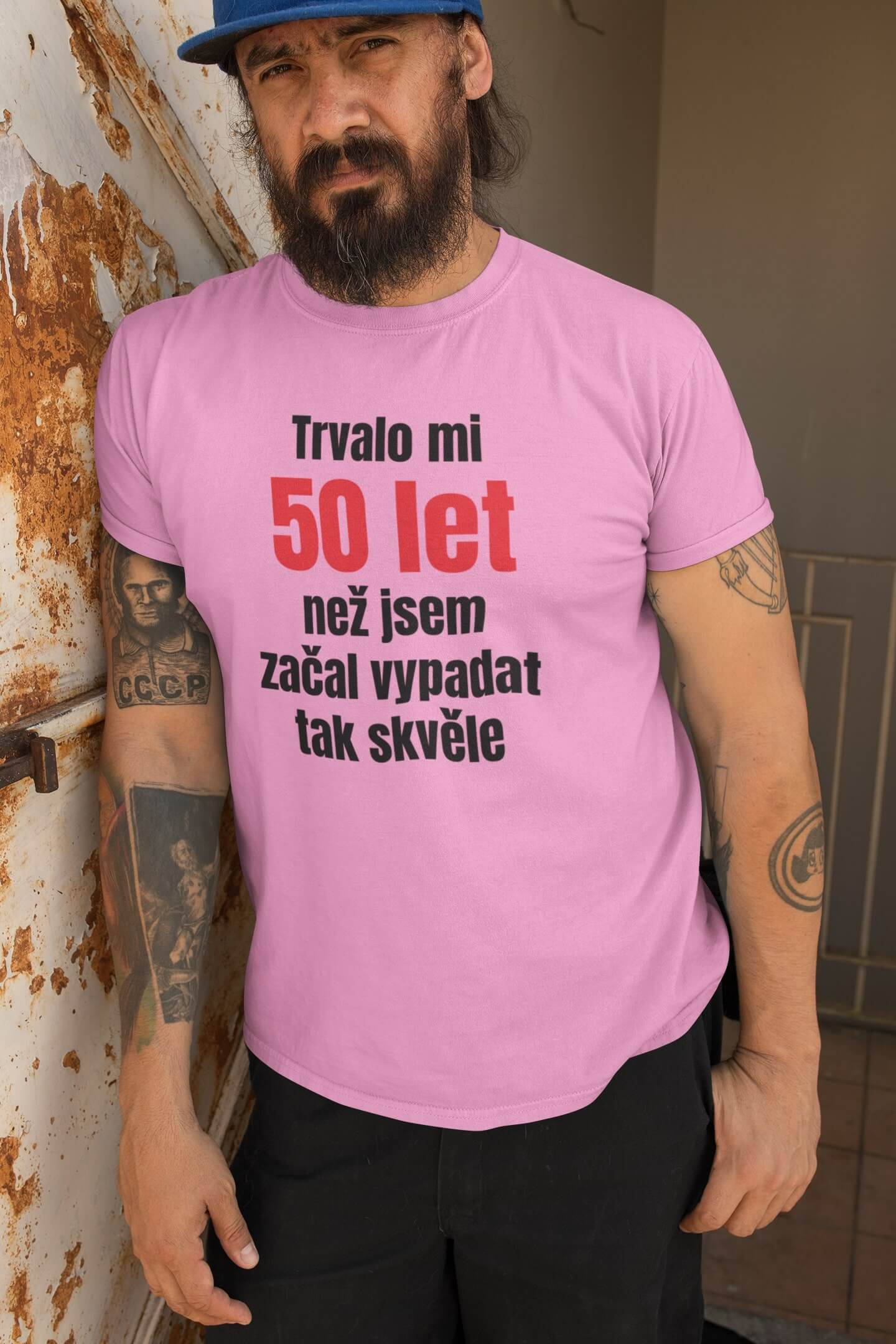 Pánské tričko Trvalo mi 50 let Barva: Ružová, Velikost: 4XL