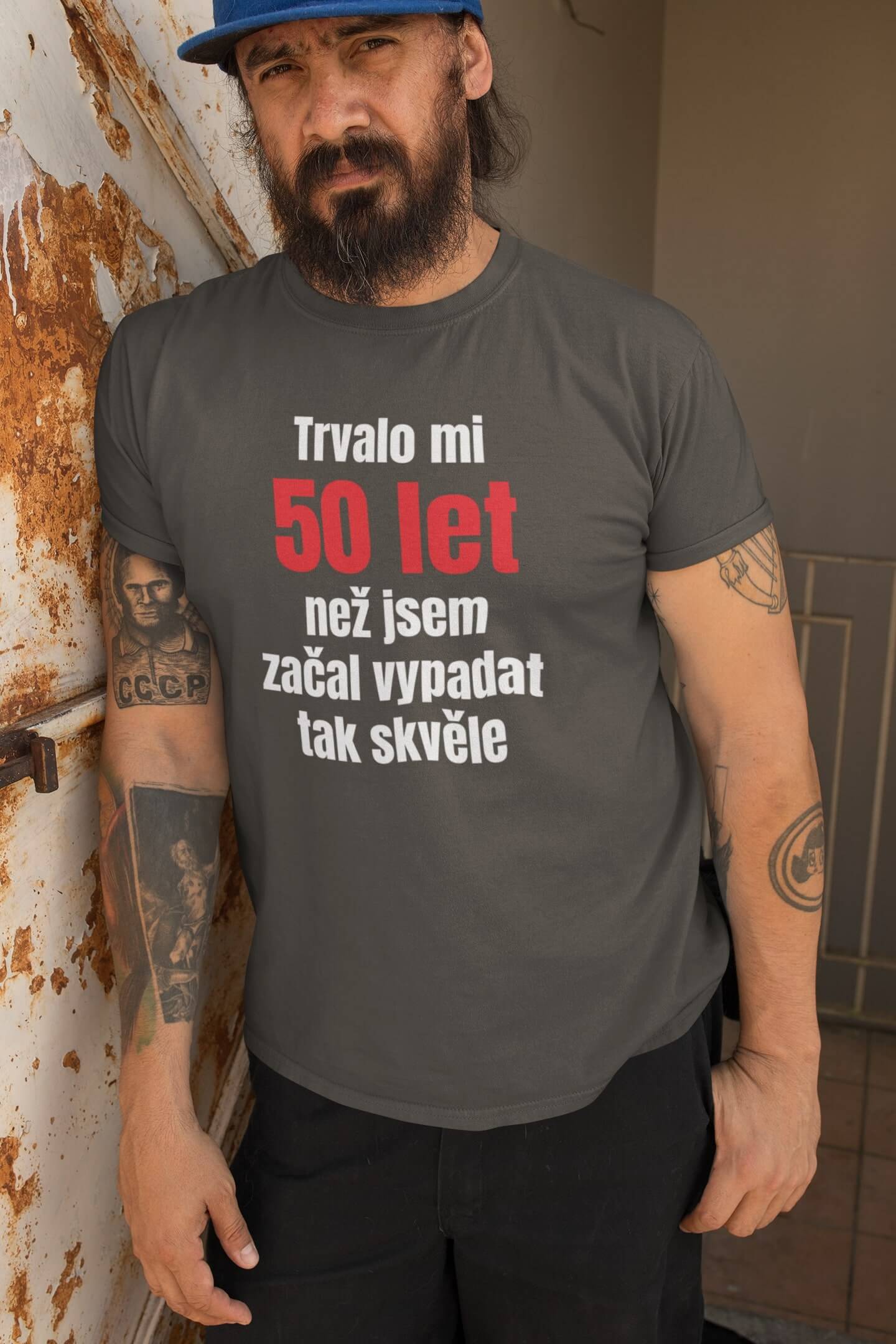 Pánské tričko Trvalo mi 50 let Barva: Tmavá břidlice, Velikost: L