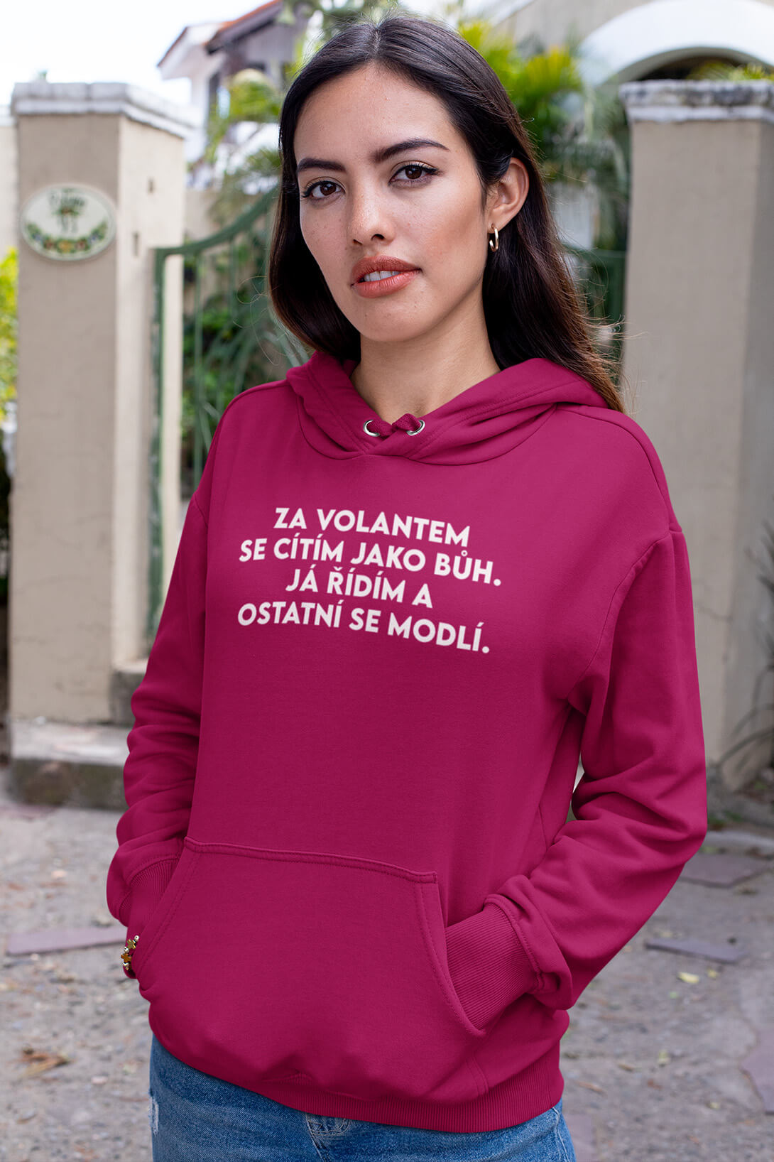 Dámská mikina Řídím jako bůh Barva: Purpurová, Velikost: L