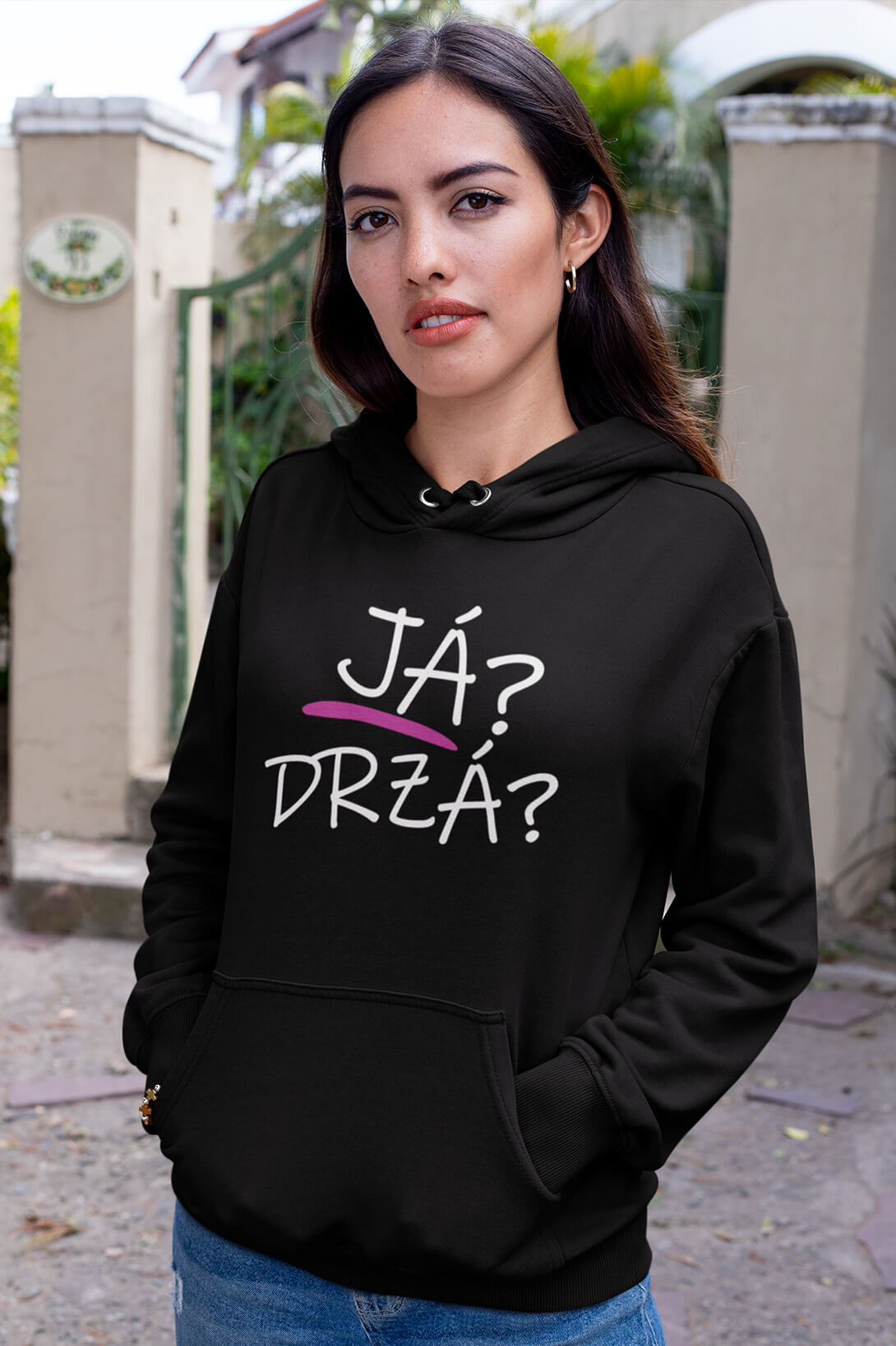 Dámská mikina Já? Drzá? Barva: Černá, Velikost: XS