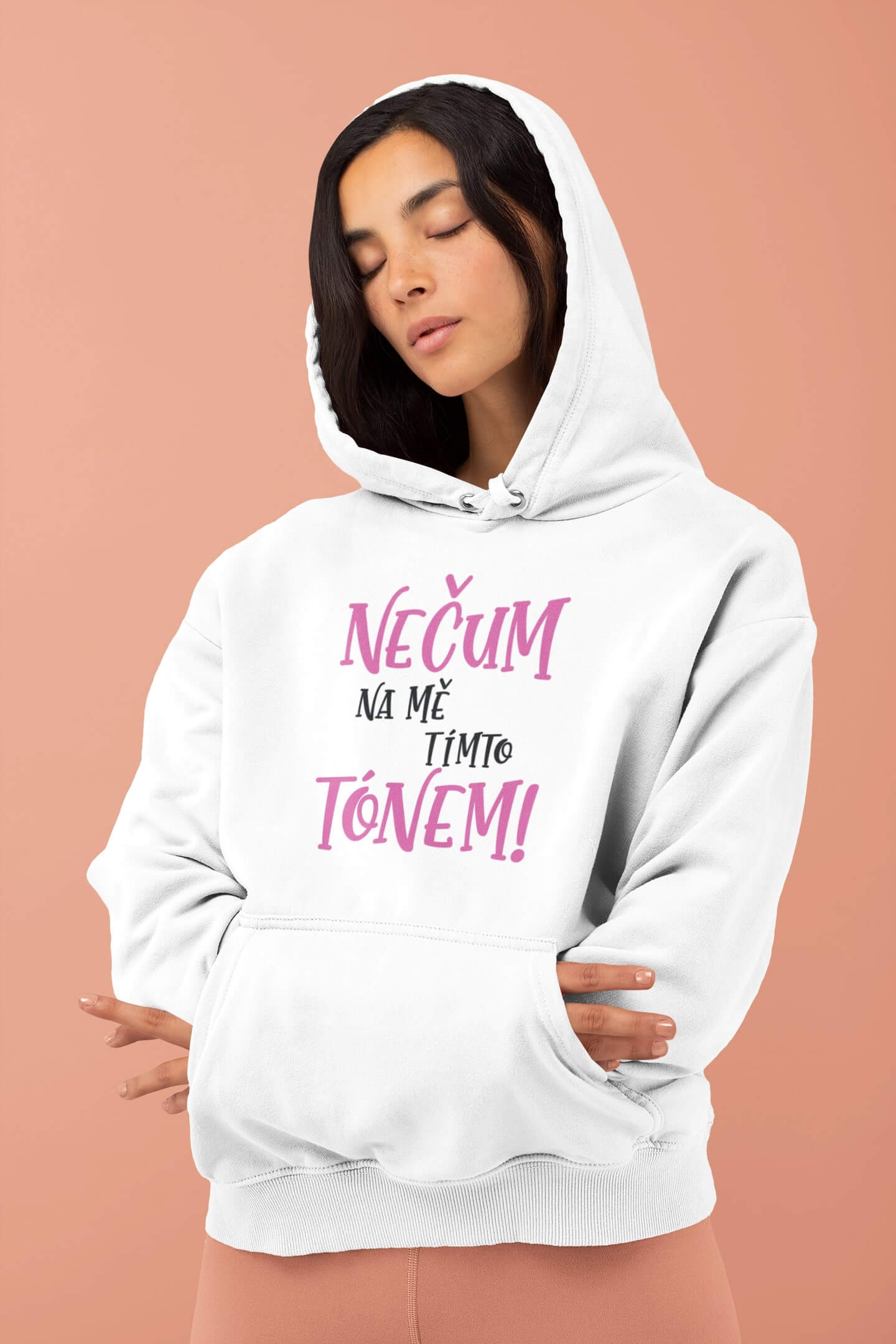 Dámská mikina Nečum na mě Barva: Bíla, Velikost: L