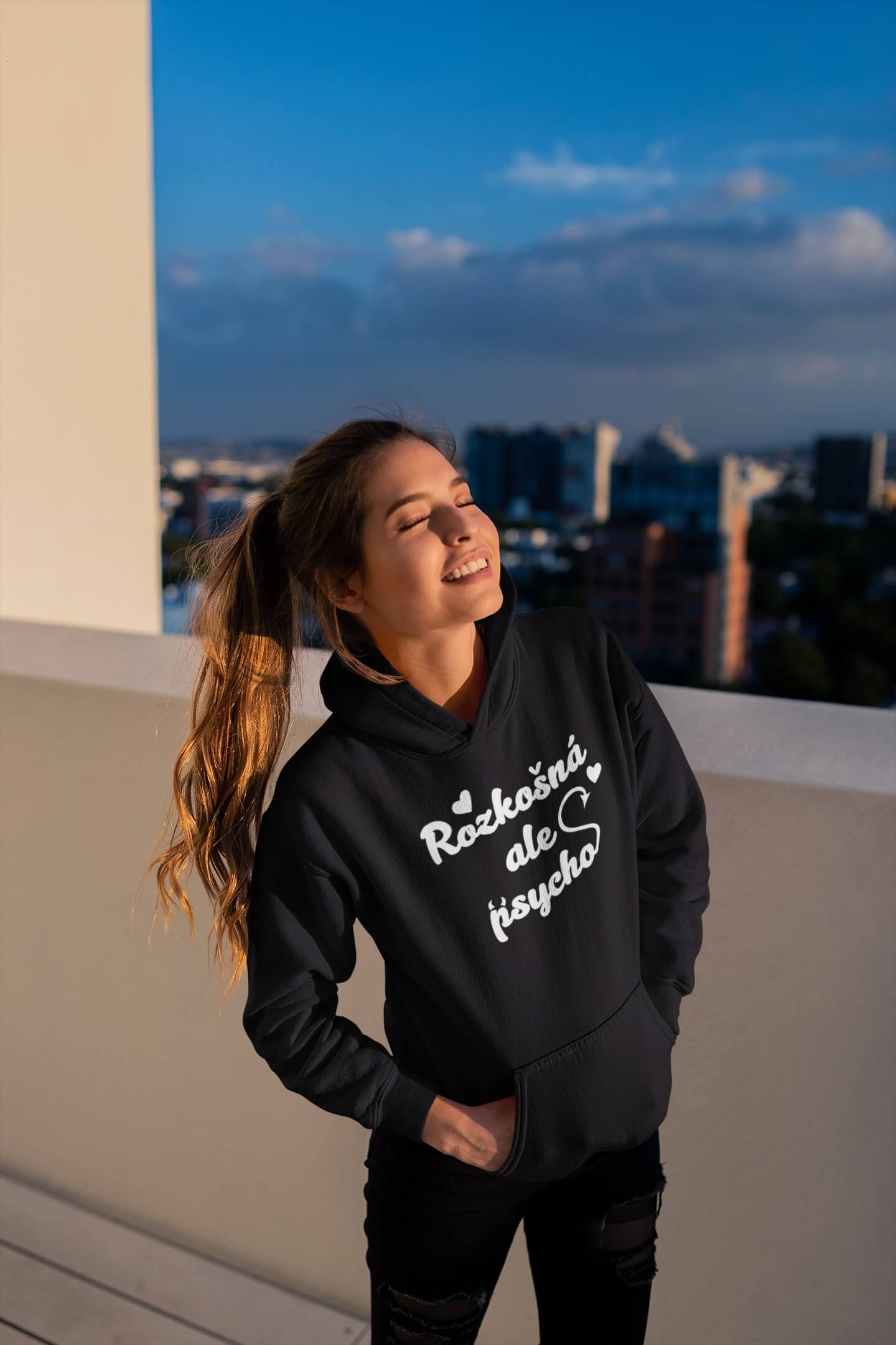 Dámská mikina Rozkošná ale psycho Barva: Černá, Velikost: 2XL