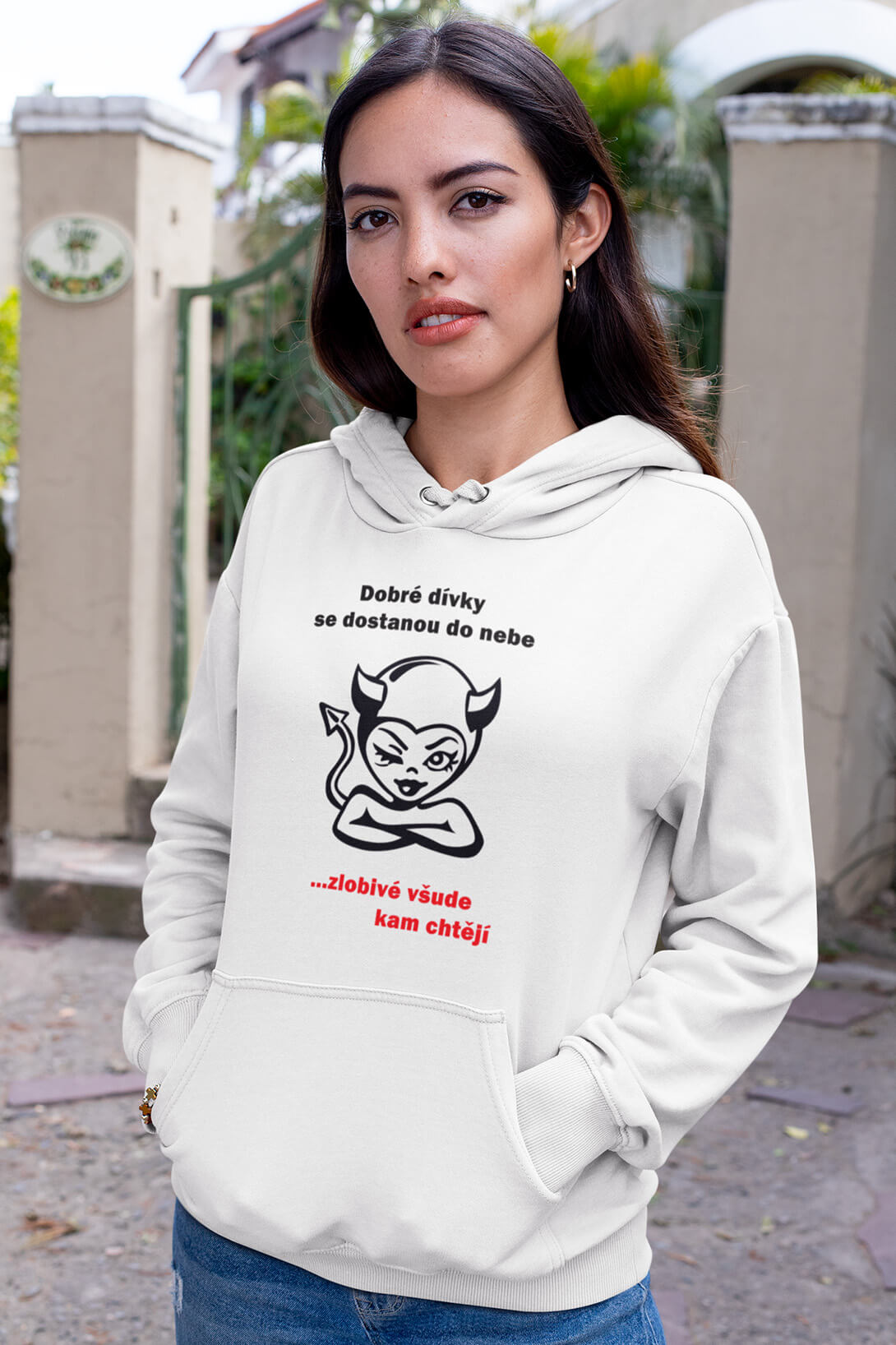 Dámská mikina Zlobivé dívky Barva: Bíla, Velikost: 2XL