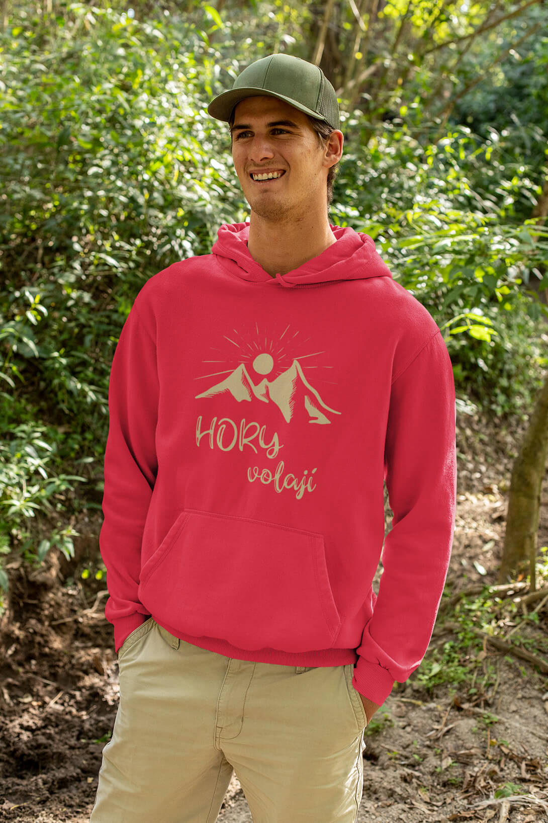 Pánská mikina Hory volají Barva: Červená