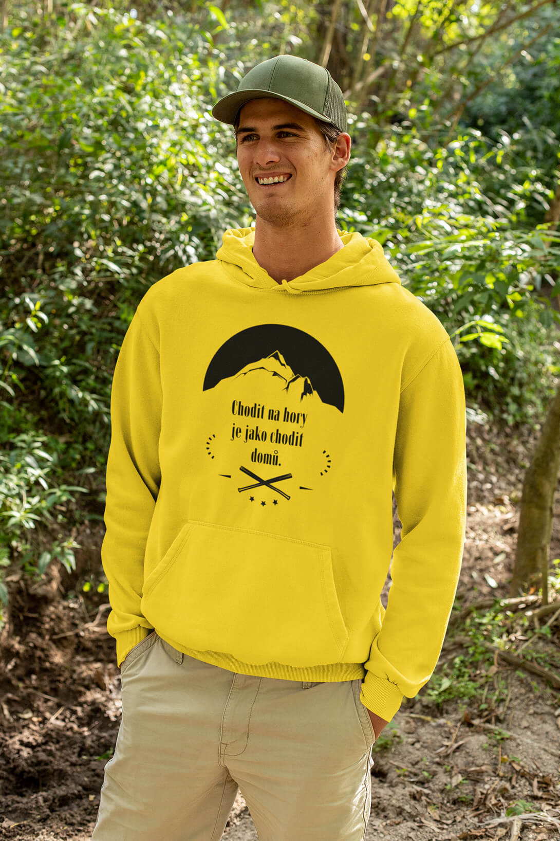 Pánská mikina Chodit na hory Barva: Žlutá