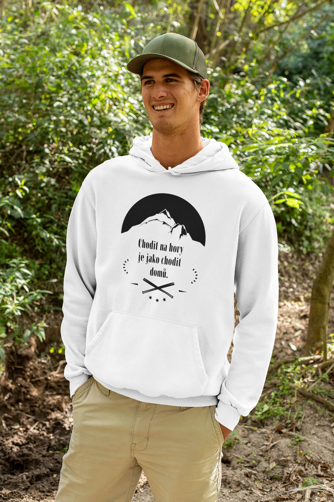 Pánská mikina Chodit na hory Barva: Bíla
