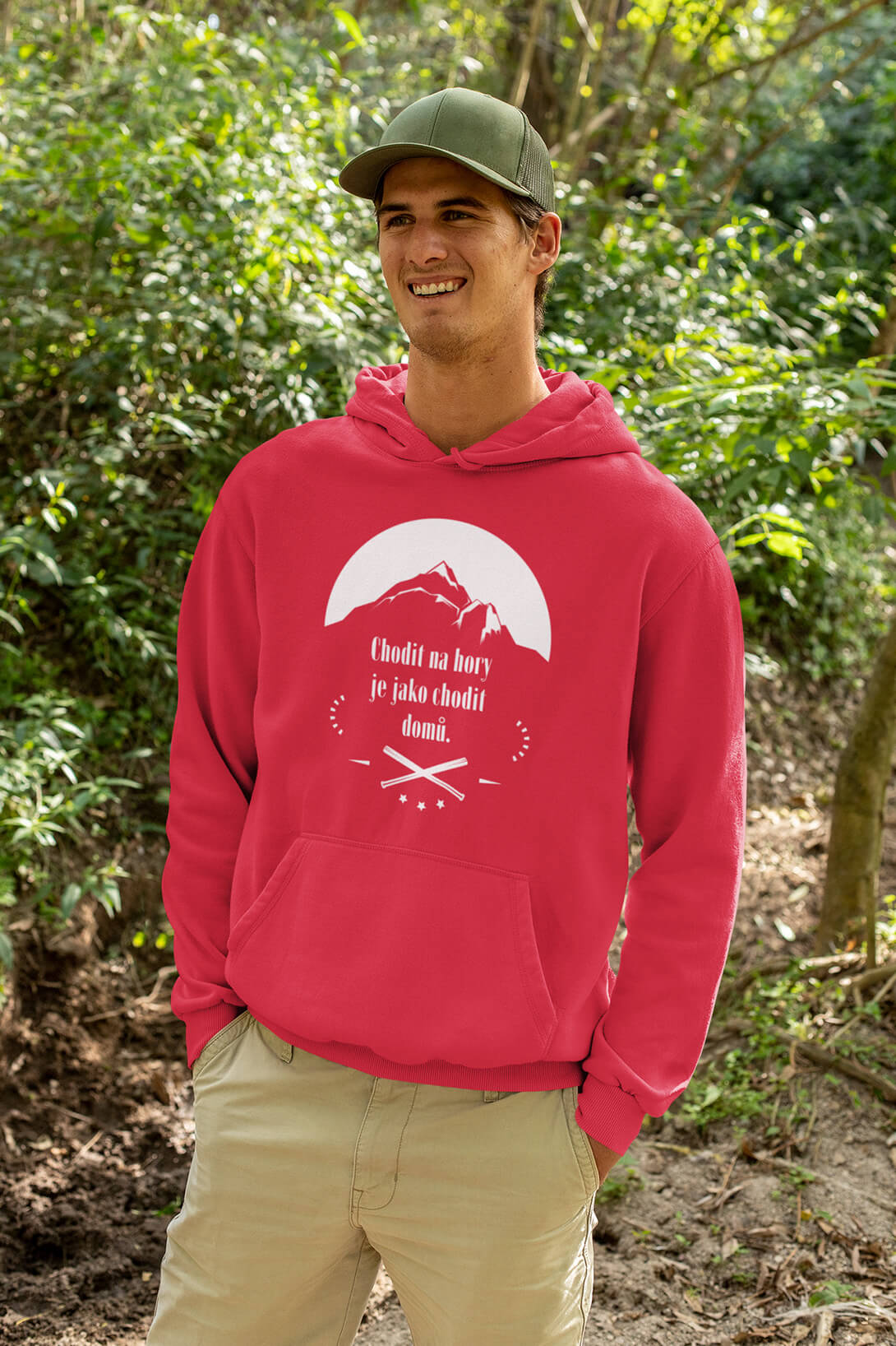 Pánská mikina Chodit na hory Barva: Červená