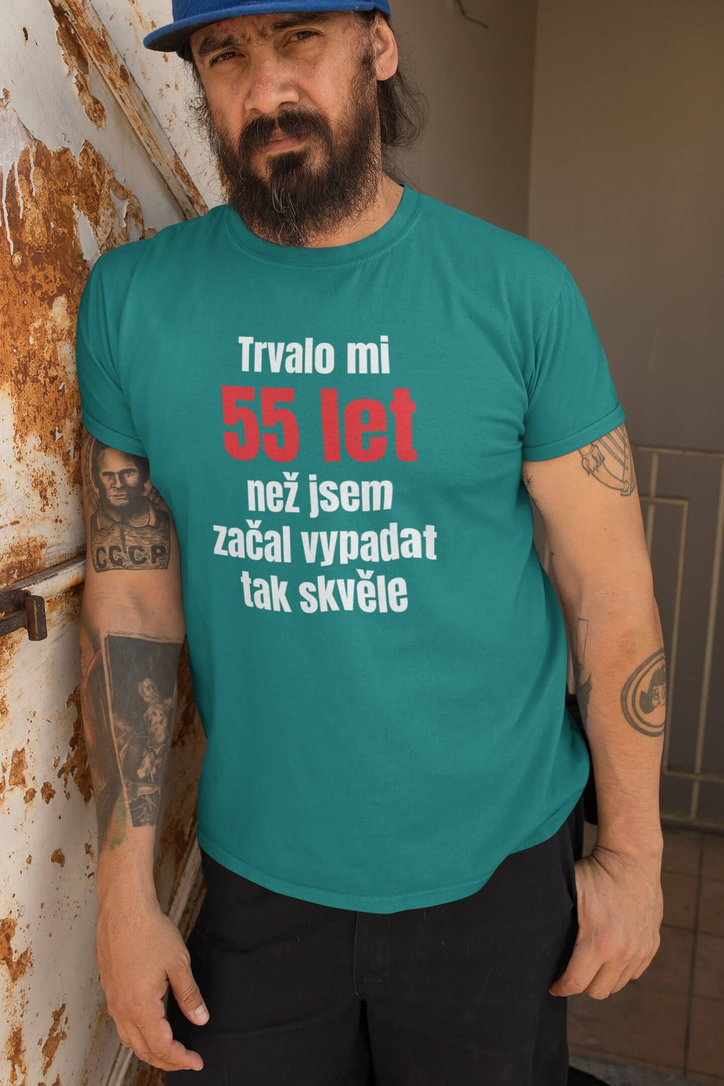 Pánské tričko Trvalo mi 55 let Barva: Smaragdově zelená