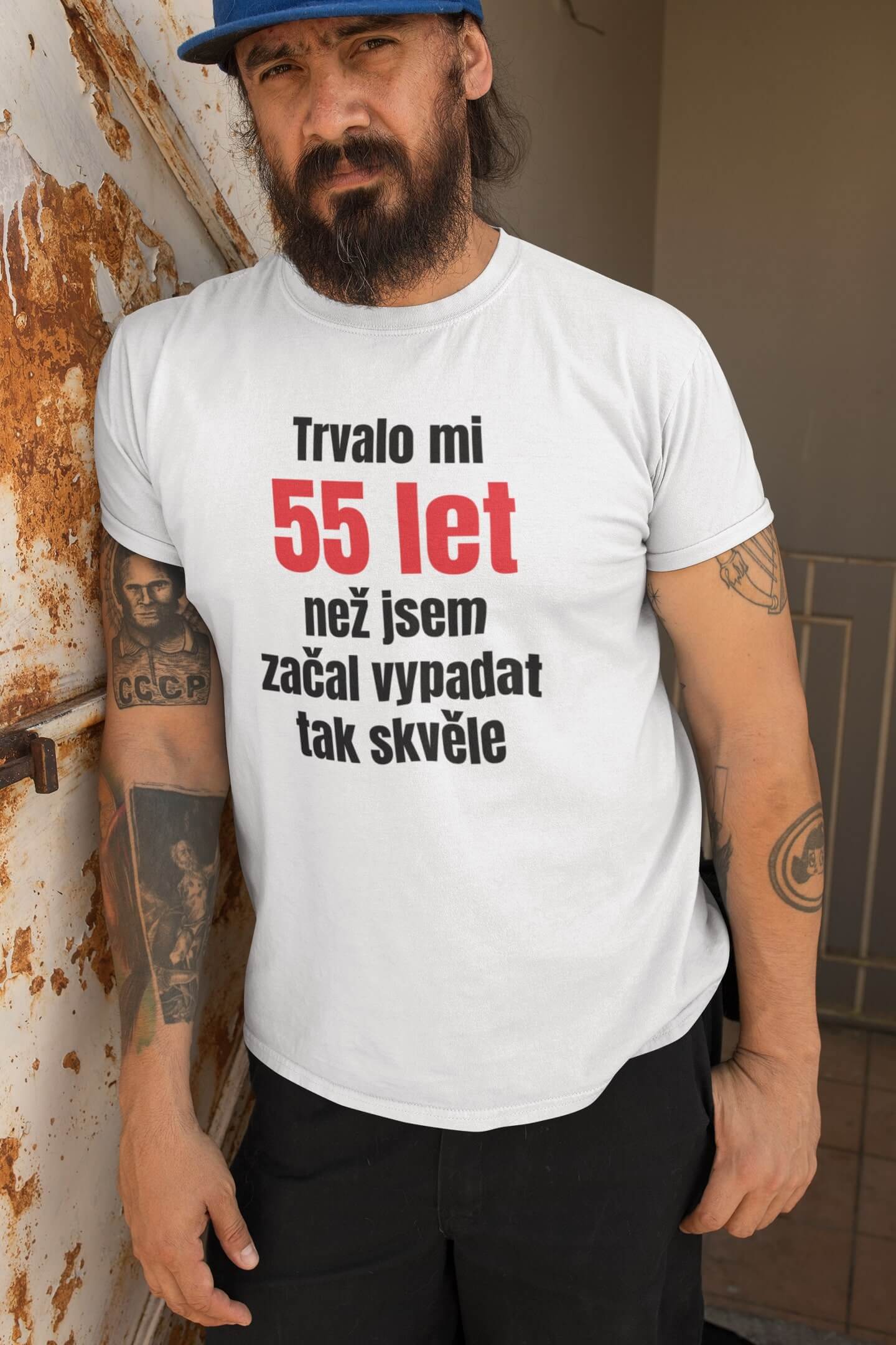 Pánské tričko Trvalo mi 55 let Barva: Bíla