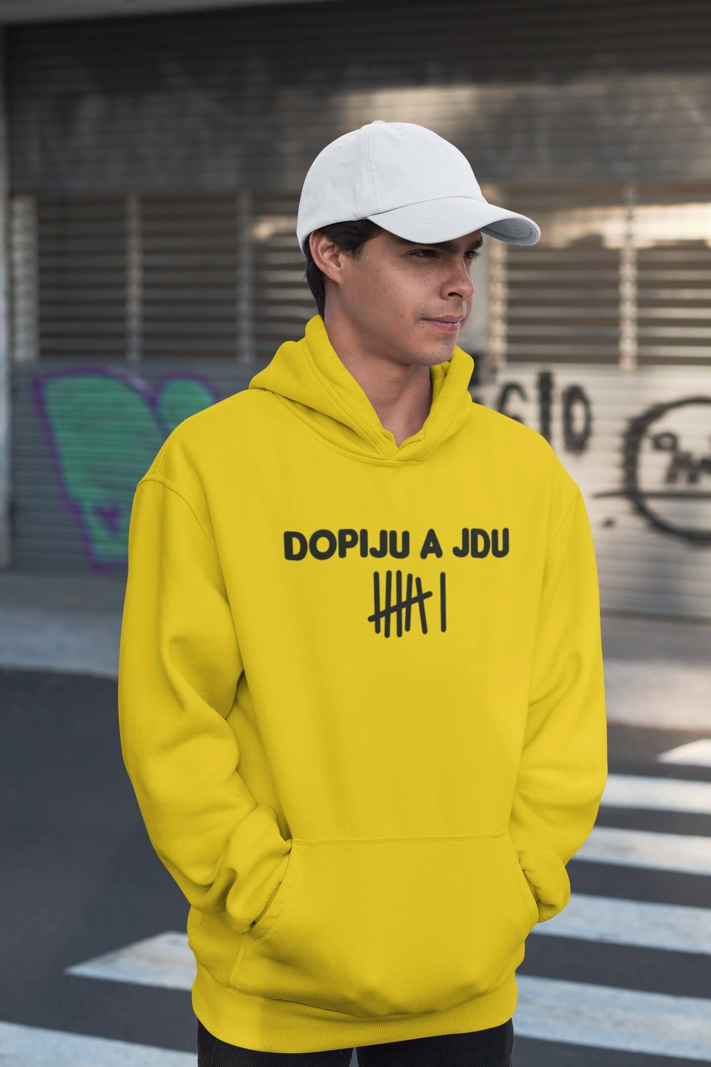 Pánská mikina Dopiju a jdu Barva: Žlutá, Velikost: 3XL