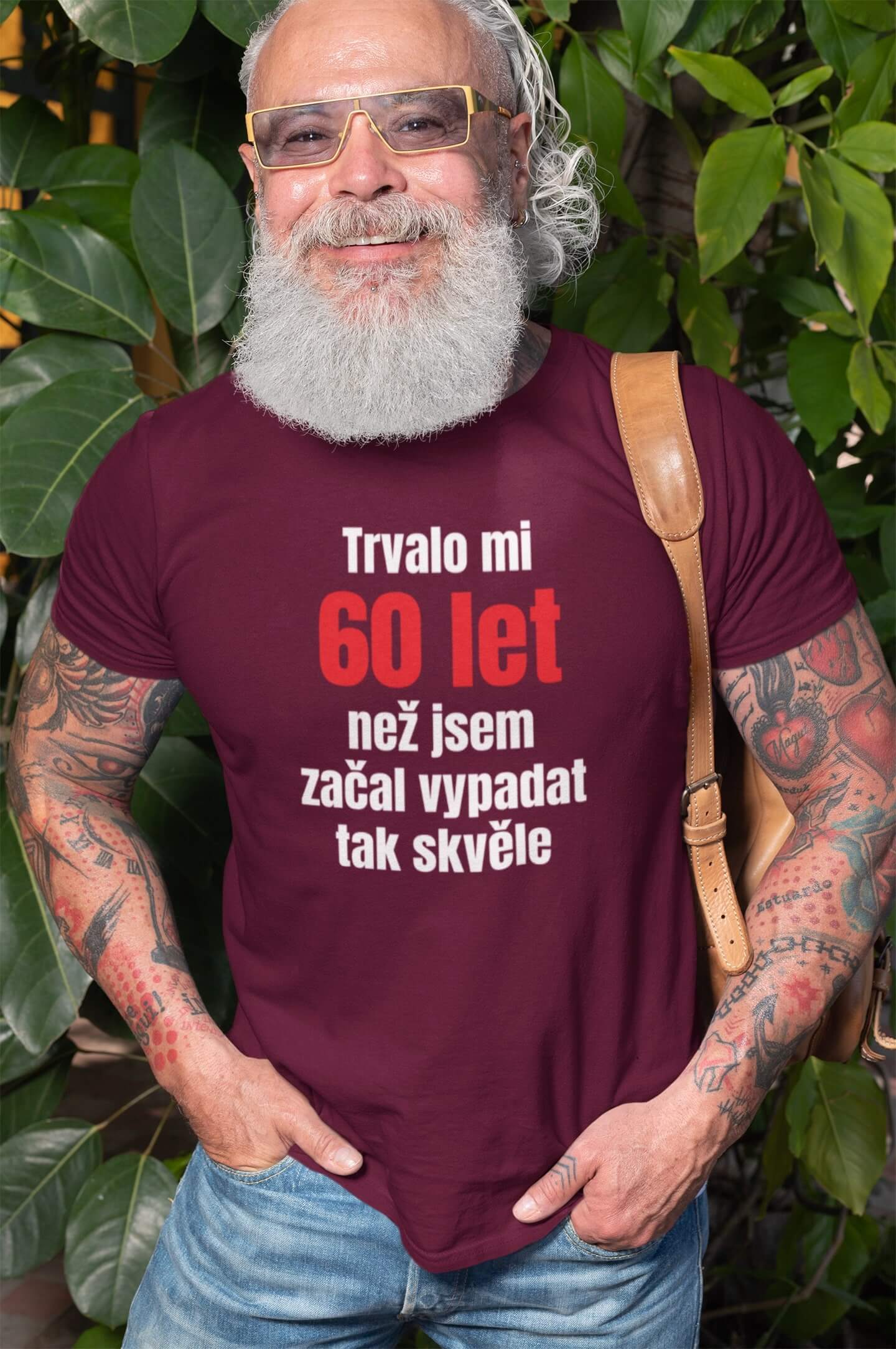 Pánské tričko Trvalo mi 60 let Barva: Fuchsiová, Velikost: XL
