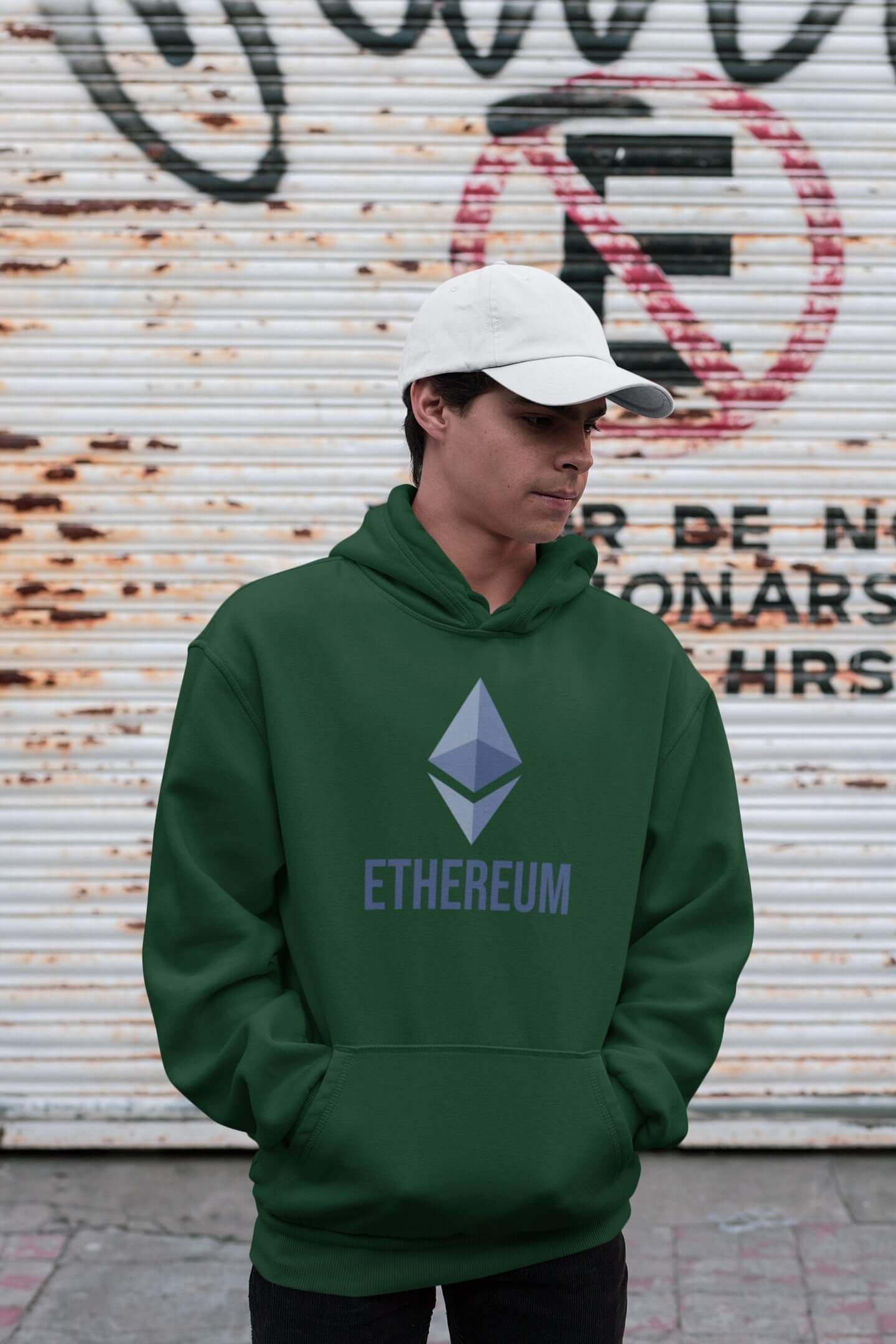 Pánská mikina Ethereum Barva: Láhvově zelená, Velikost: 2XL