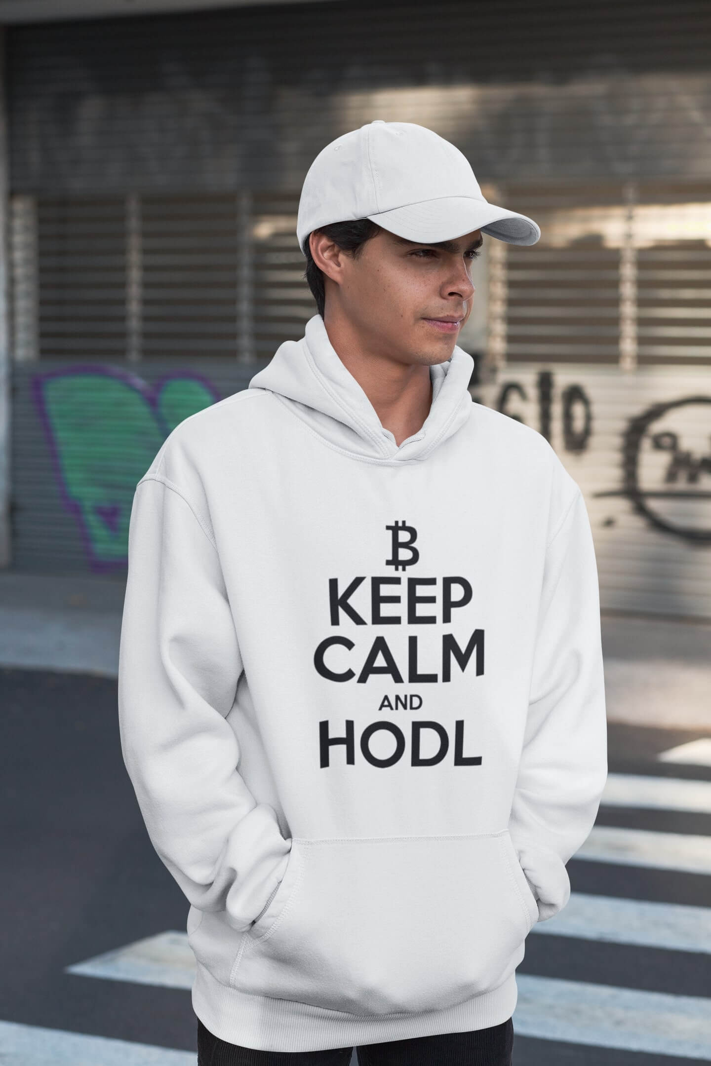 Pánská mikina Keep calm Barva: Bíla, Velikost: 3XL