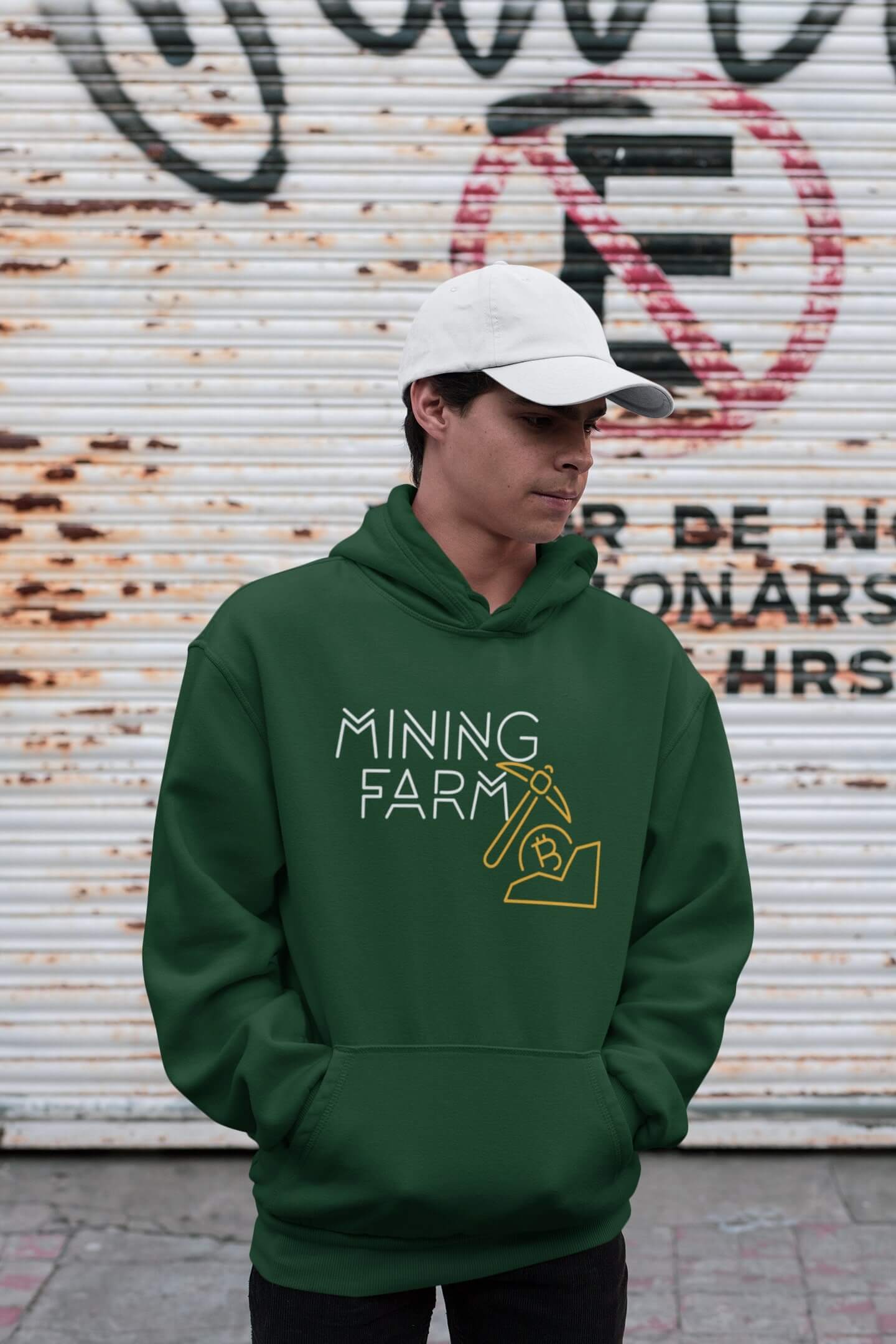 Pánská mikina Mining farm Barva: Láhvově zelená, Velikost: S