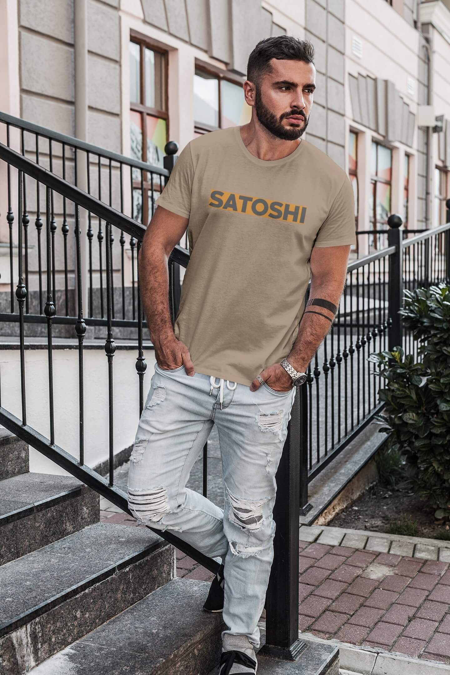 Pánské tričko Satoshi Barva: Písková, Velikost: XS