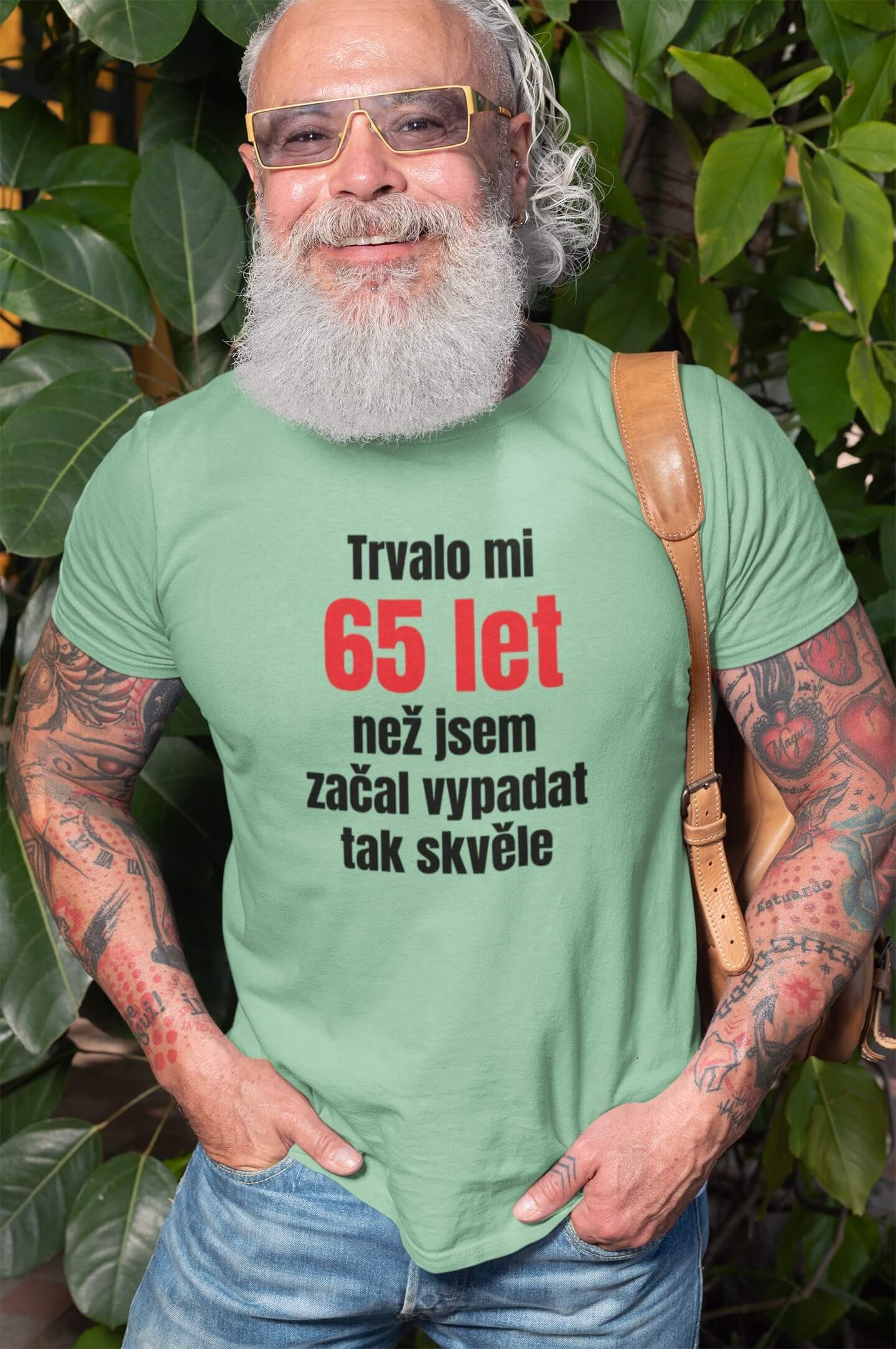 Pánské tričko Trvalo mi 65 let Barva: Mätová