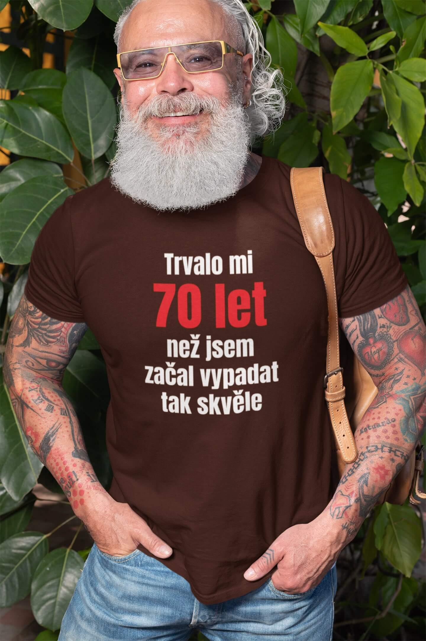 Pánské tričko Trvalo mi 70 let Barva: Čokoládová, Velikost: 2XL