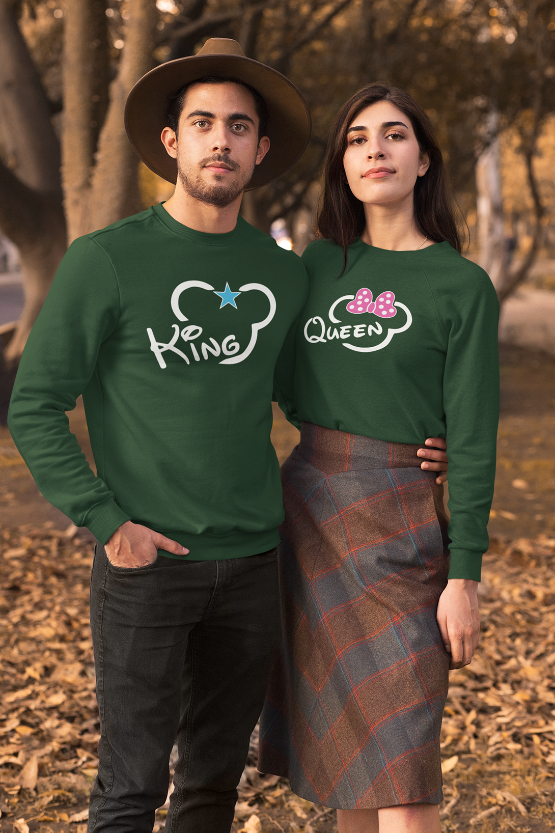 Unisex mikiny pro páry King Queen Mickey