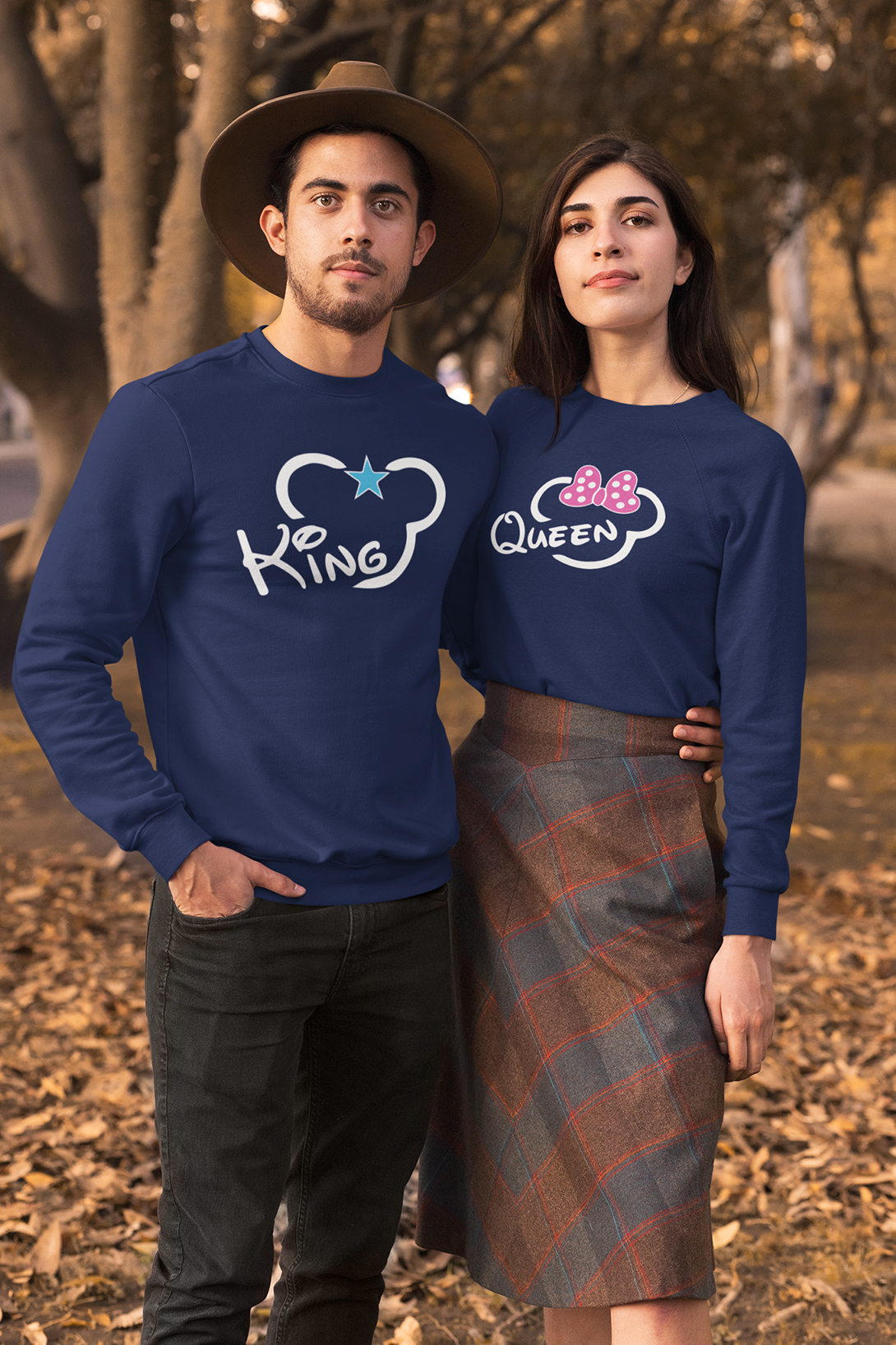 Unisex mikiny pro páry King Queen Mickey