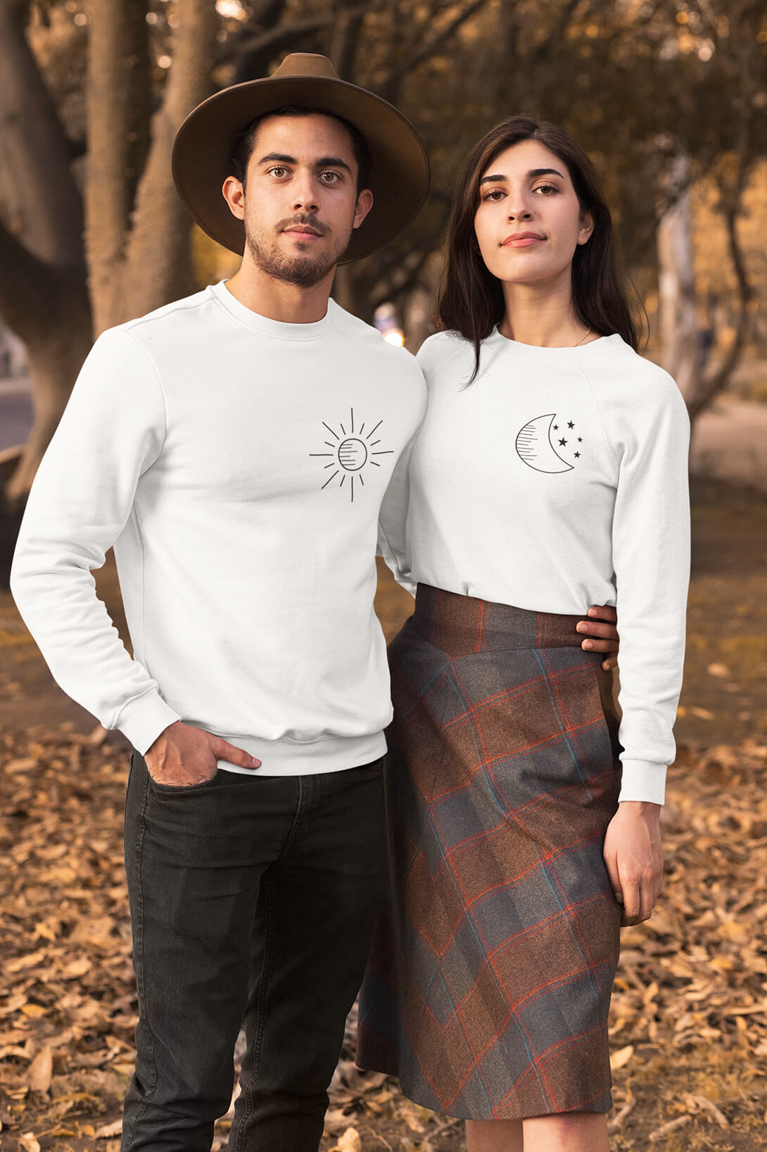 Unisex mikiny pro páry Měsíc a slunce Barva: Bílá, Dámska velikost: XS, Pánska velikost: XL