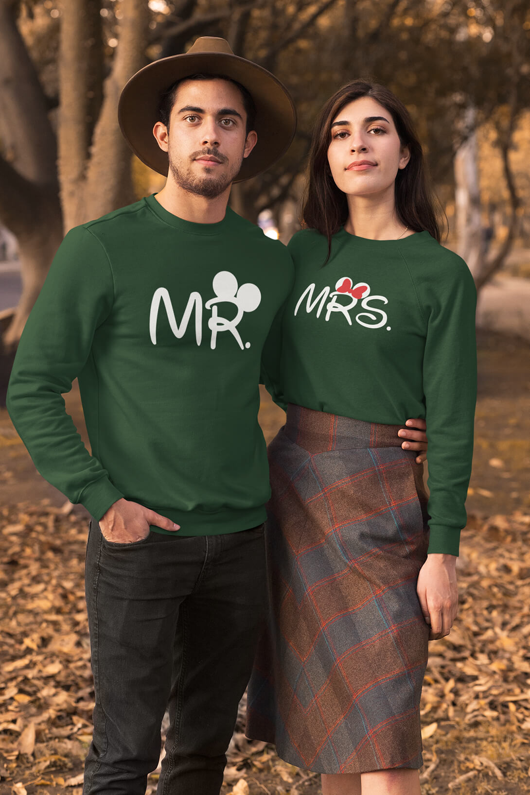 Unisex mikiny pro páry MR a MRS Barva: Láhvově zelená