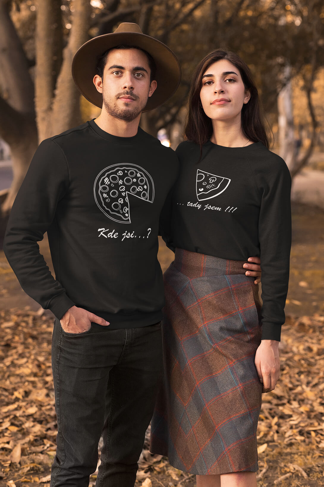 Unisex mikiny pro páry Pizza Barva: Černá, Dámska velikost: XL, Pánska velikost: 2XL