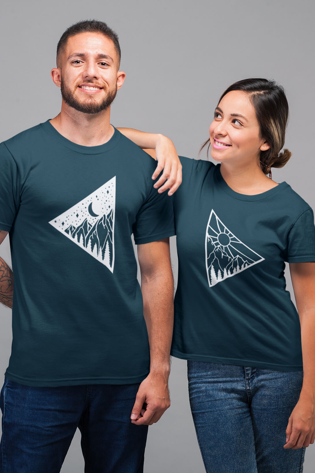 Trička pro páry Den a noc Barva: Petrolejová, Dámska velikost: L, Pánska velikost: 3XL